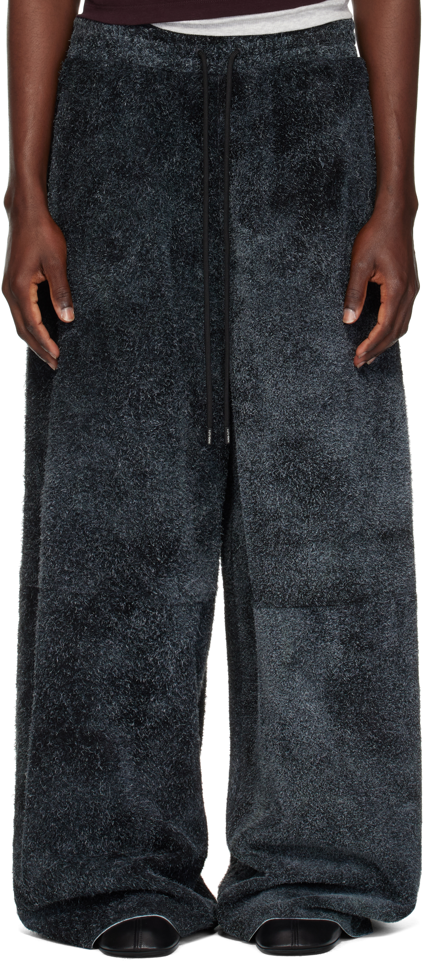 Gray Raw-Cut Bontans Suede Pants