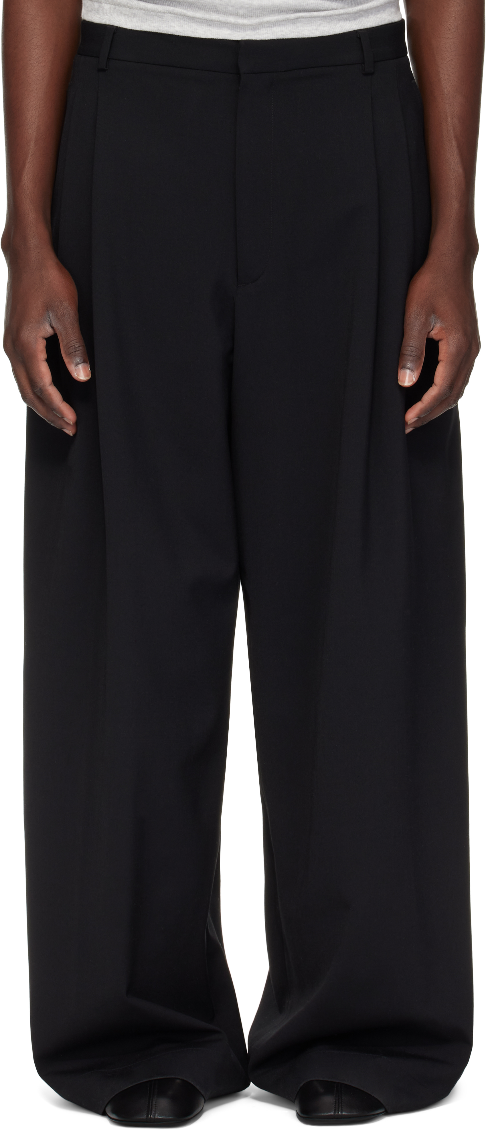 Black Jumbo Wide Leg Trousers