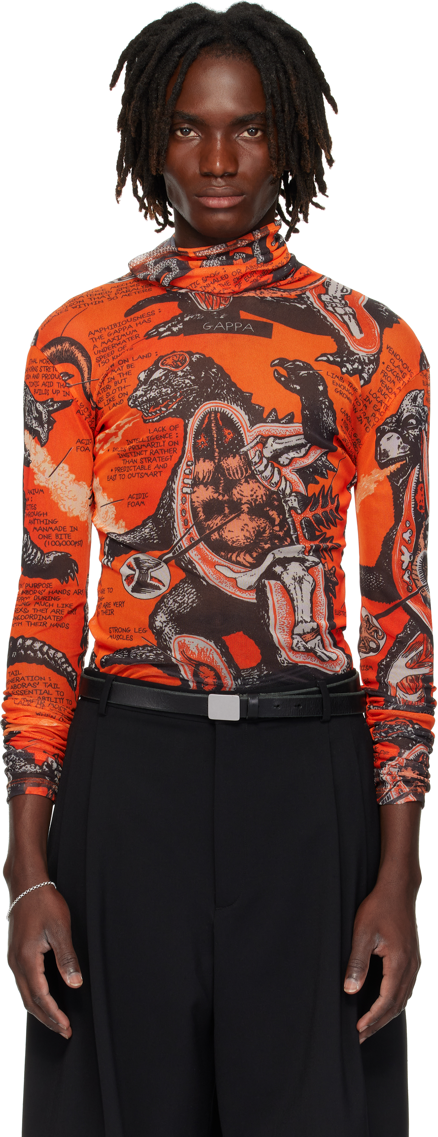 Multicolor Masked Mesh Turtleneck