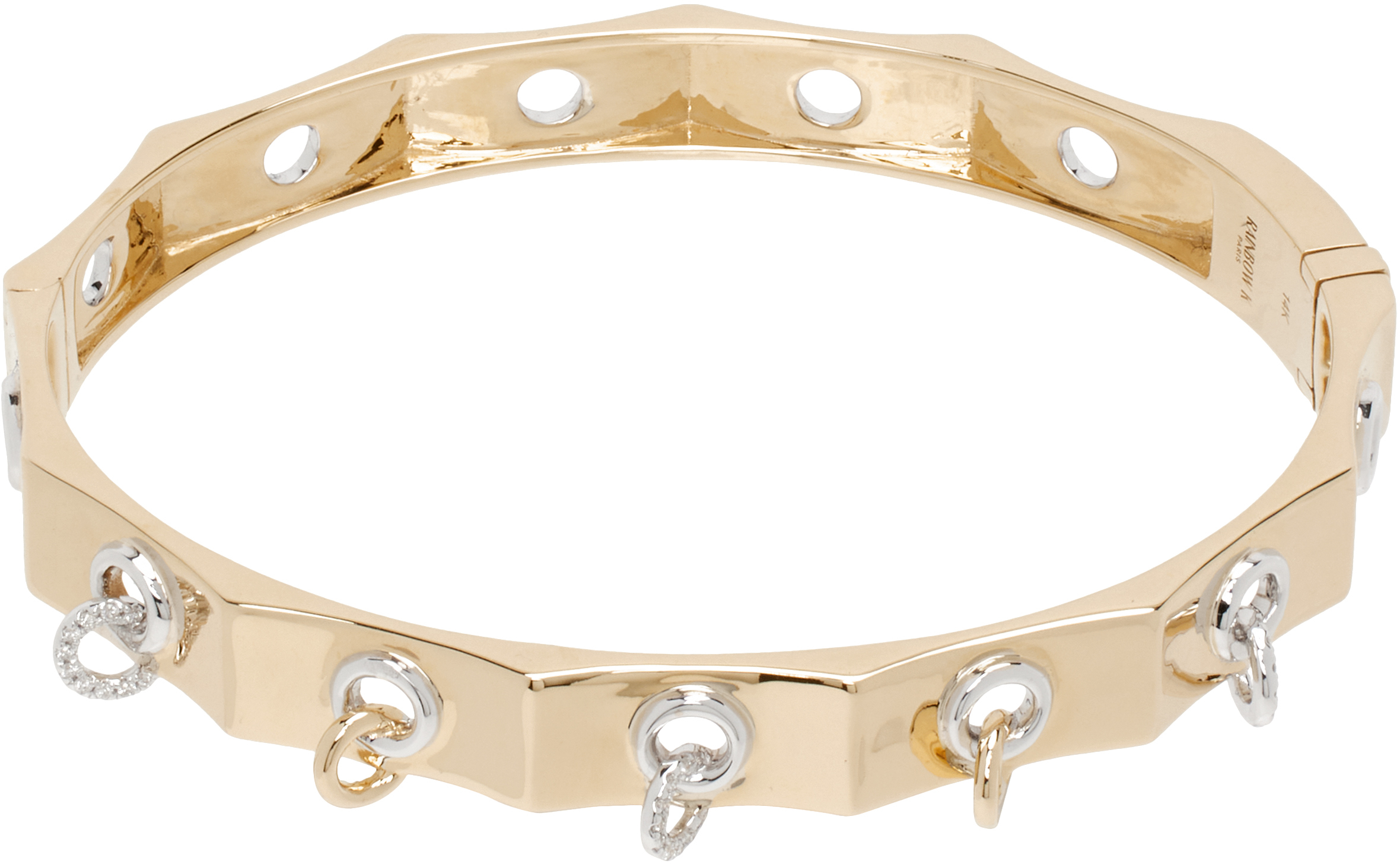 Rainbow K Gold Eyet Diamond Bracelet In 14k Yg Wg