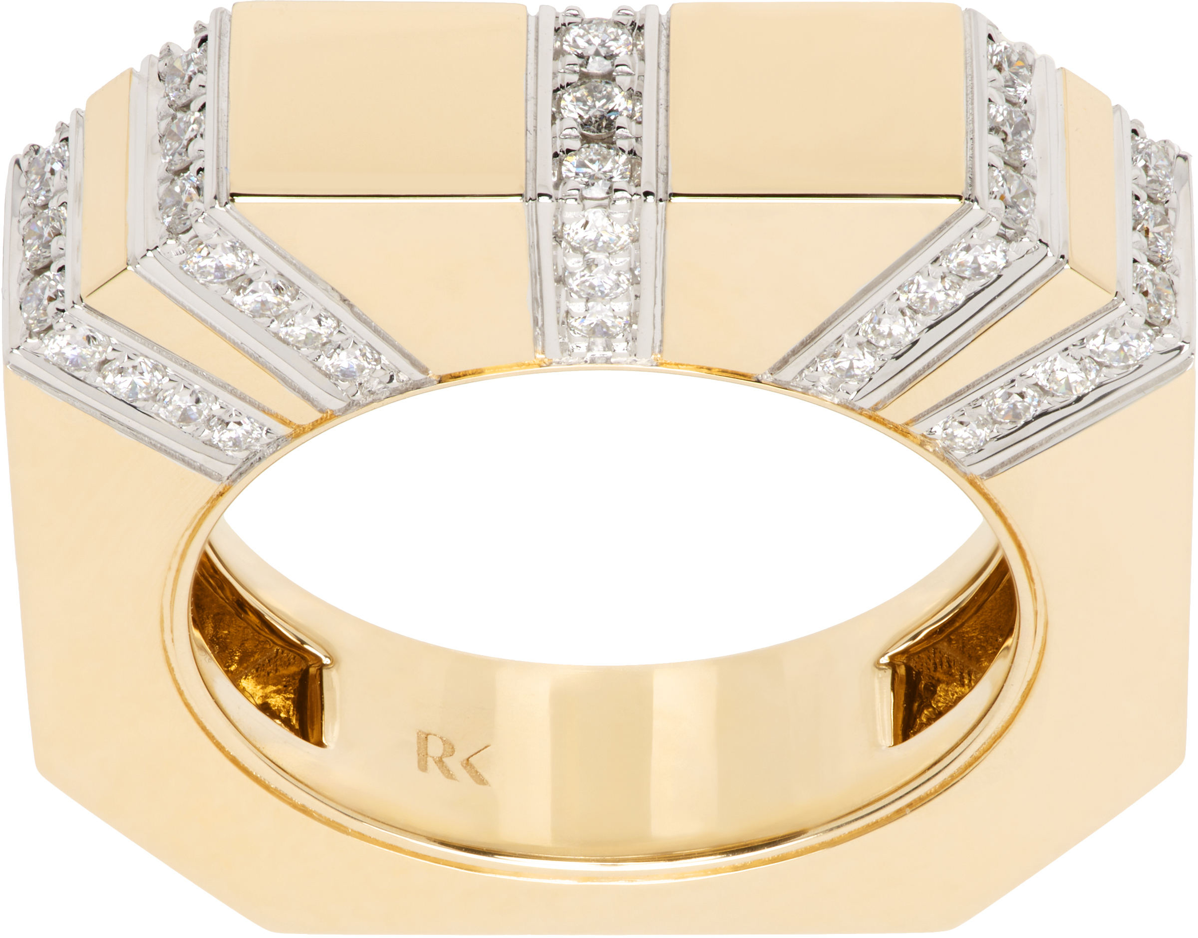 Gold Bold Line Pavé Ring