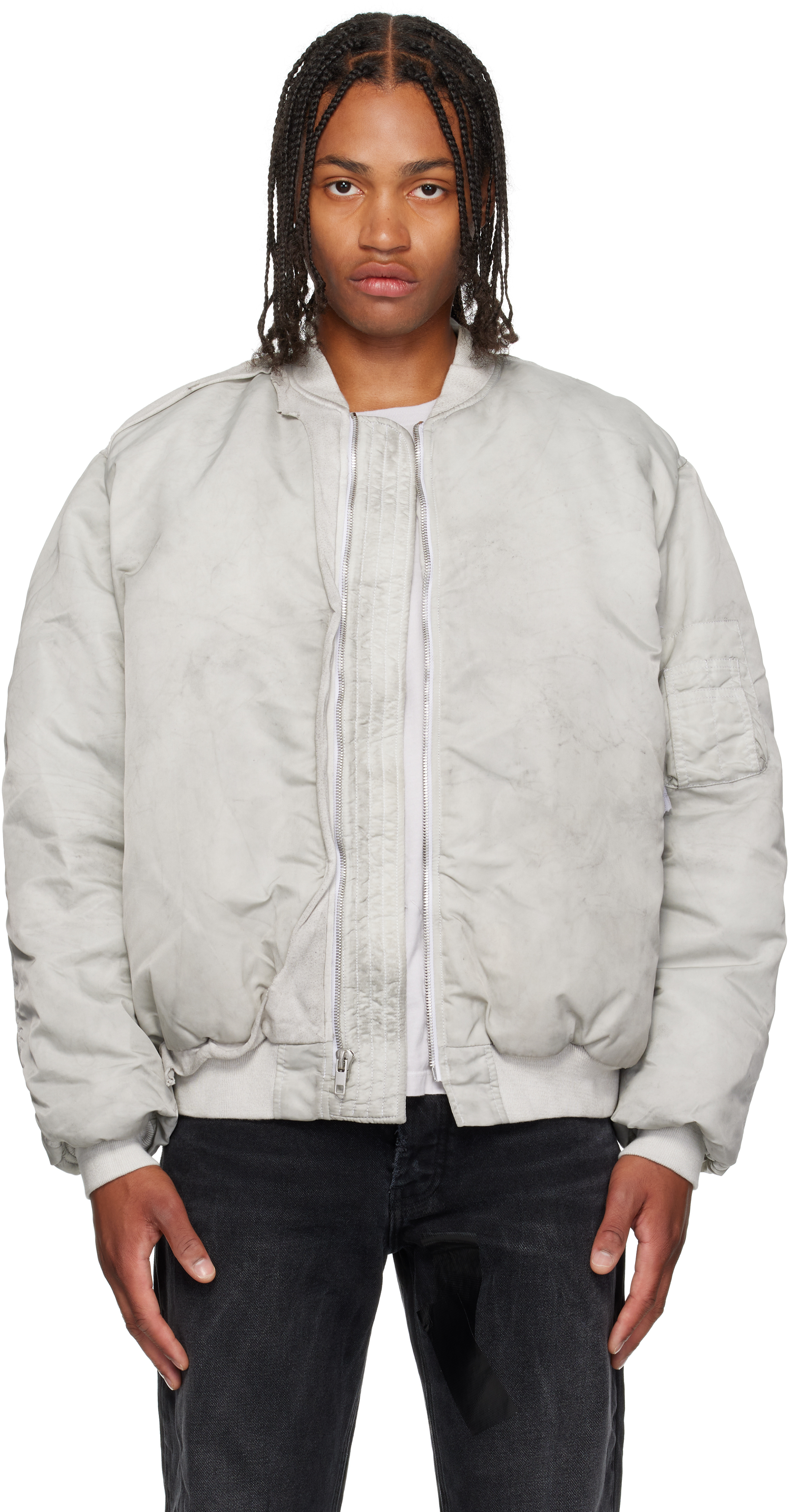 Alexander Digenova Gray Cutout Bomber Jacket