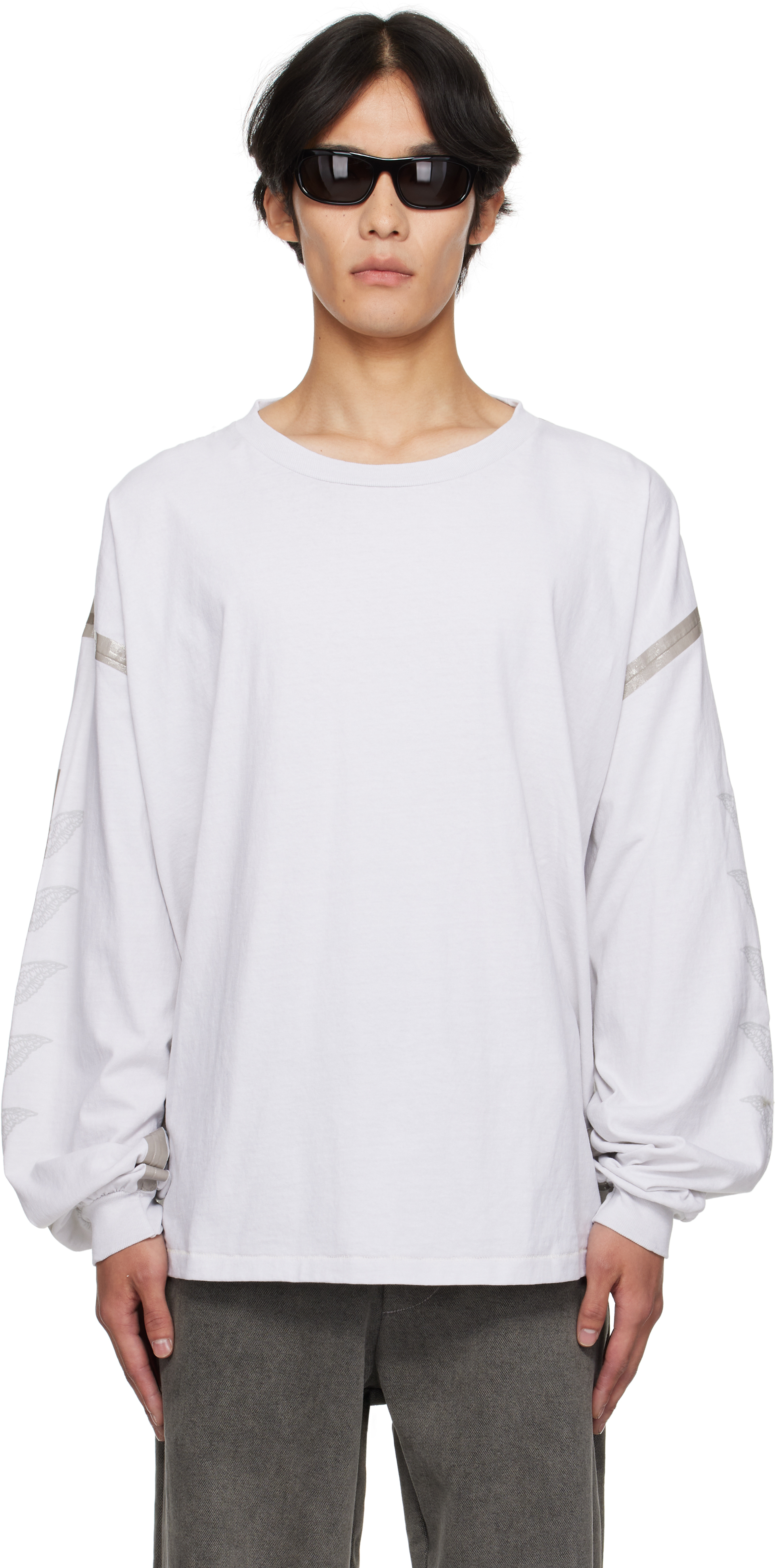 Alexander Digenova Off-white Taped Seam Long Sleeve T-shirt In White