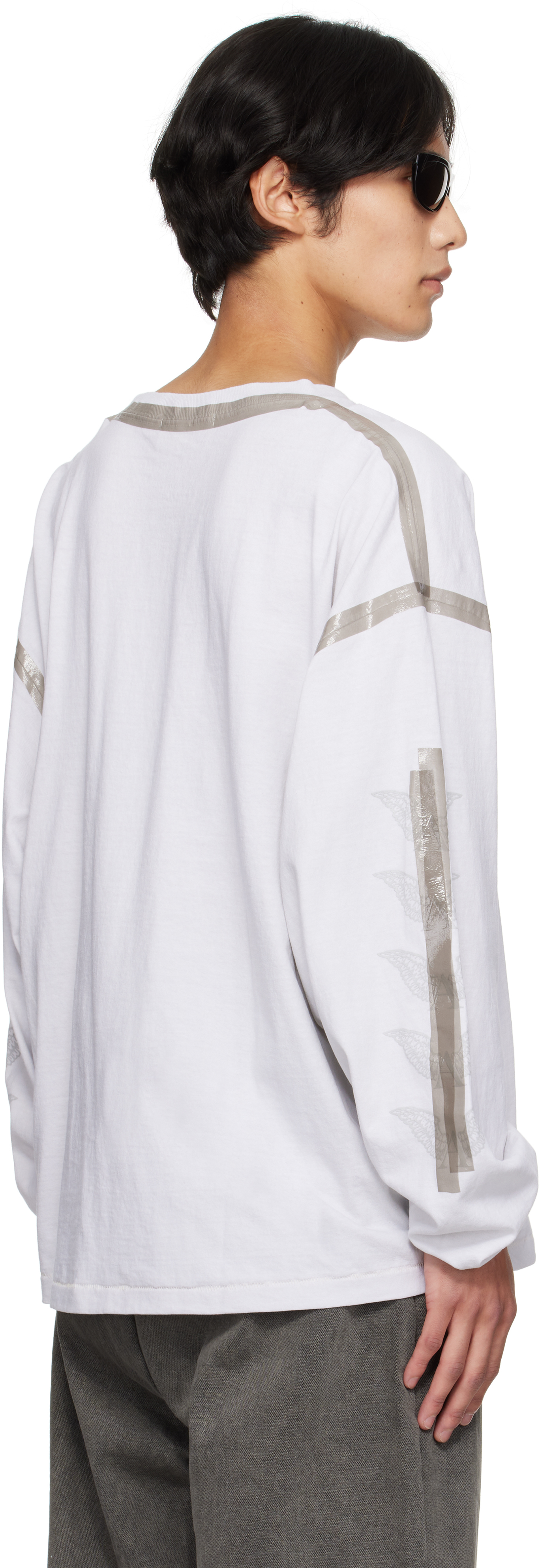 Alexander Digenova Off-white Taped Seam Long Sleeve T-shirt In White