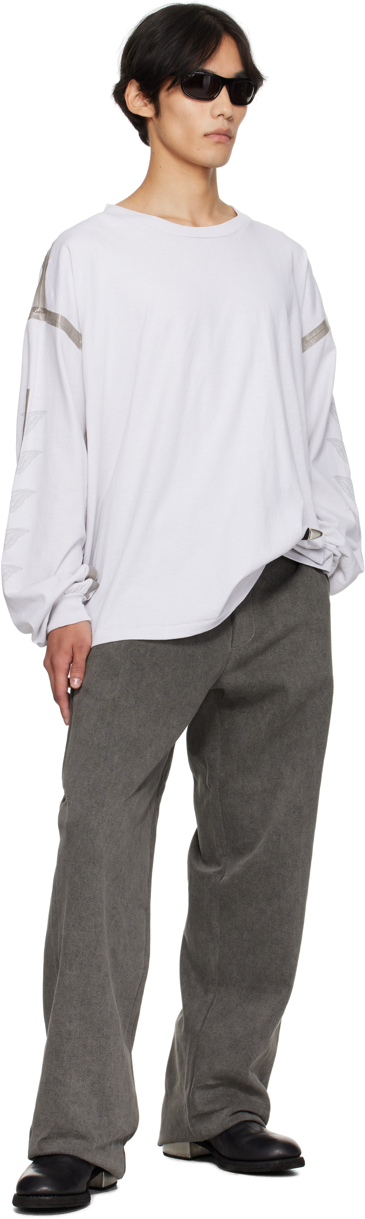 Alexander Digenova Off-white Taped Seam Long Sleeve T-shirt In White