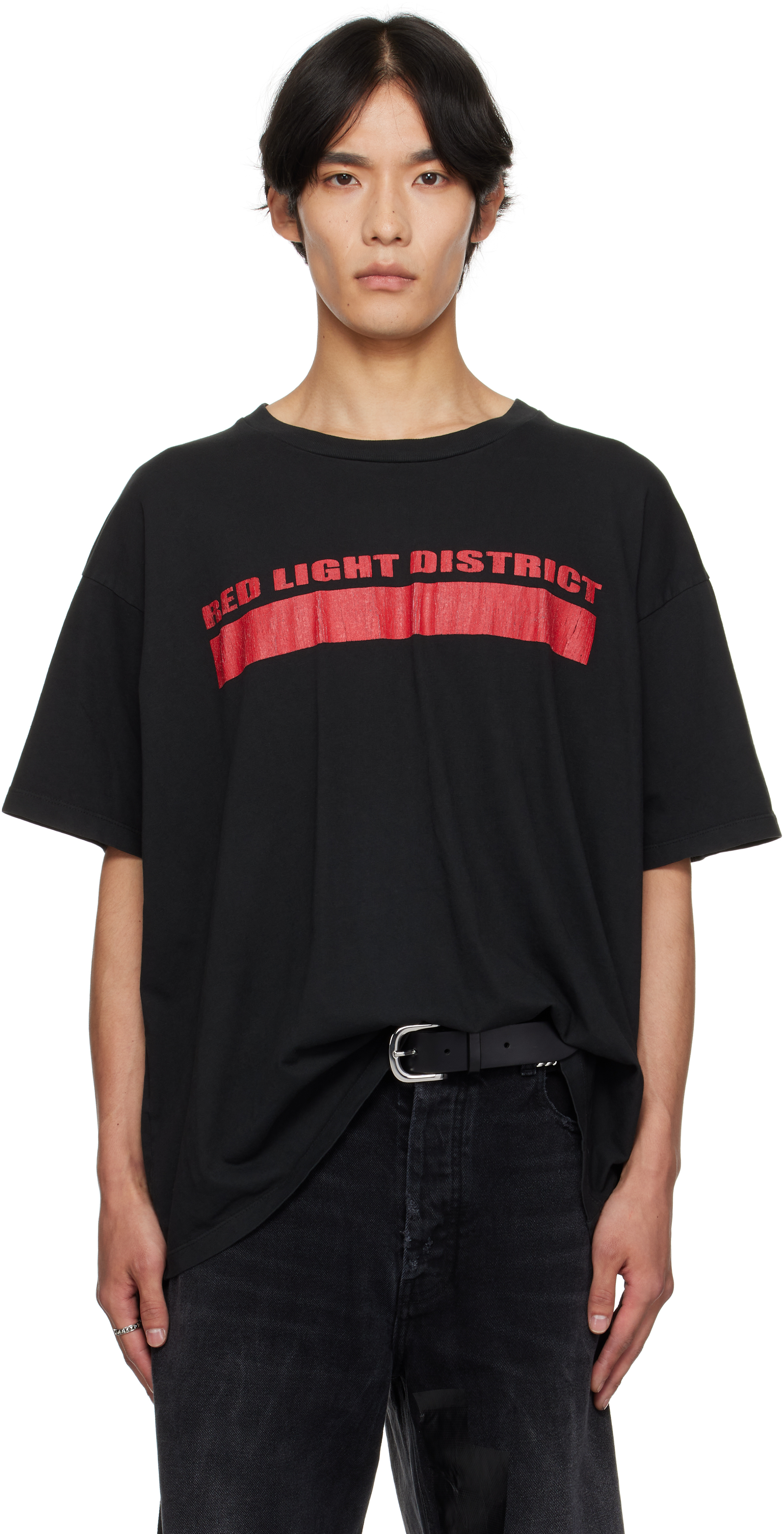 Alexander Digenova Black 'red Light District' T-shirt In Black