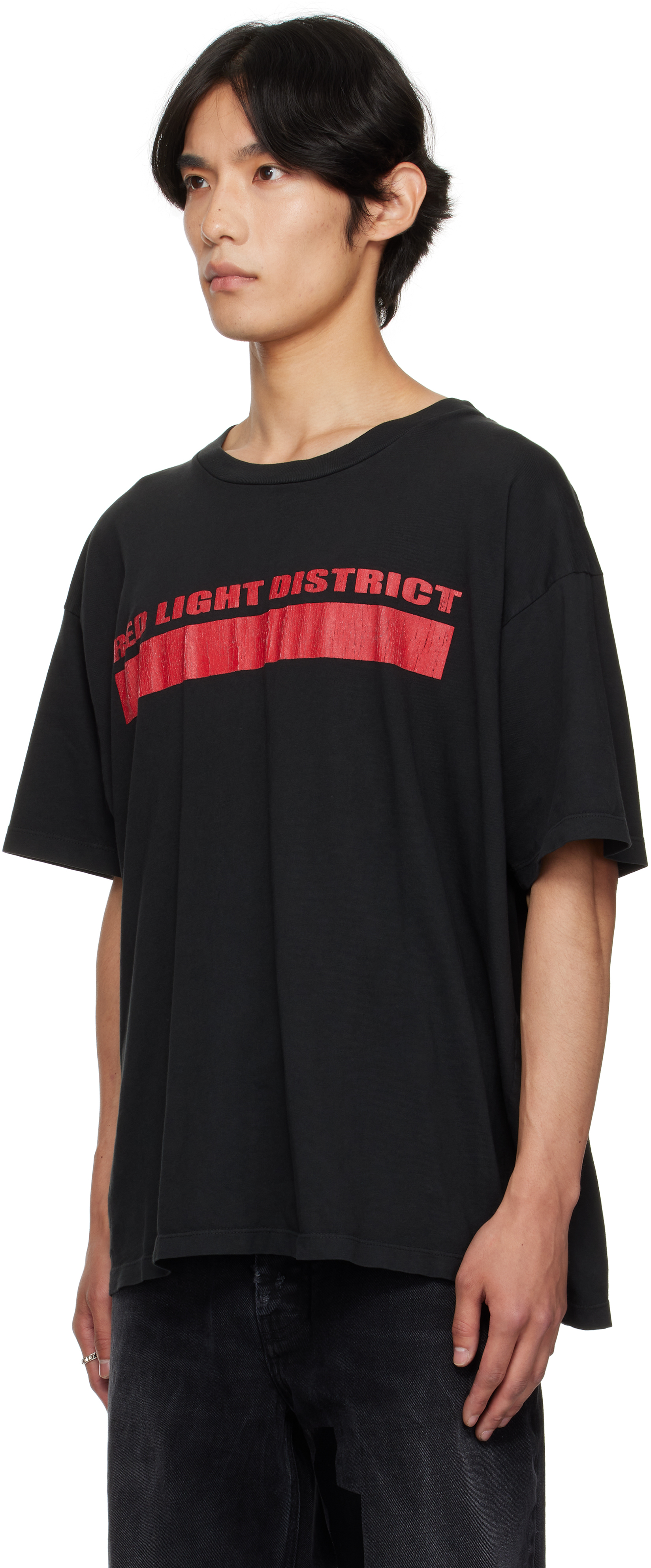 Alexander Digenova Black 'red Light District' T-shirt In Black