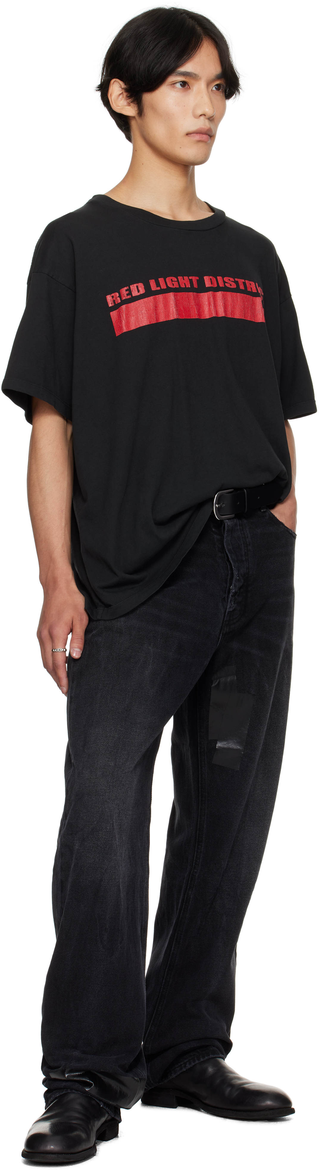 Alexander Digenova Black 'red Light District' T-shirt In Black