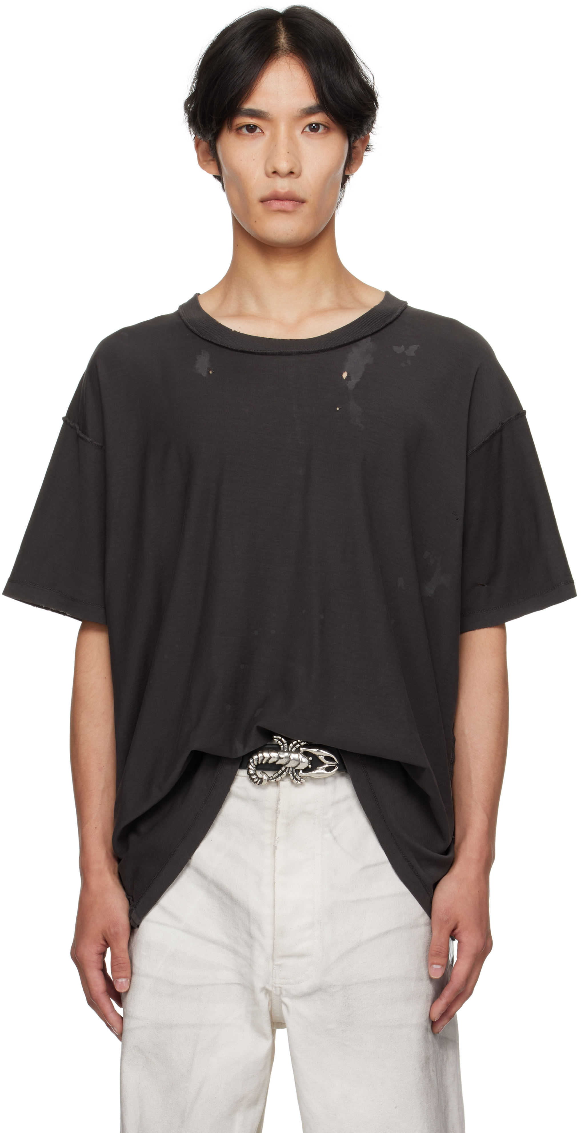Alexander Digenova Gray Bleach T-shirt In Gray