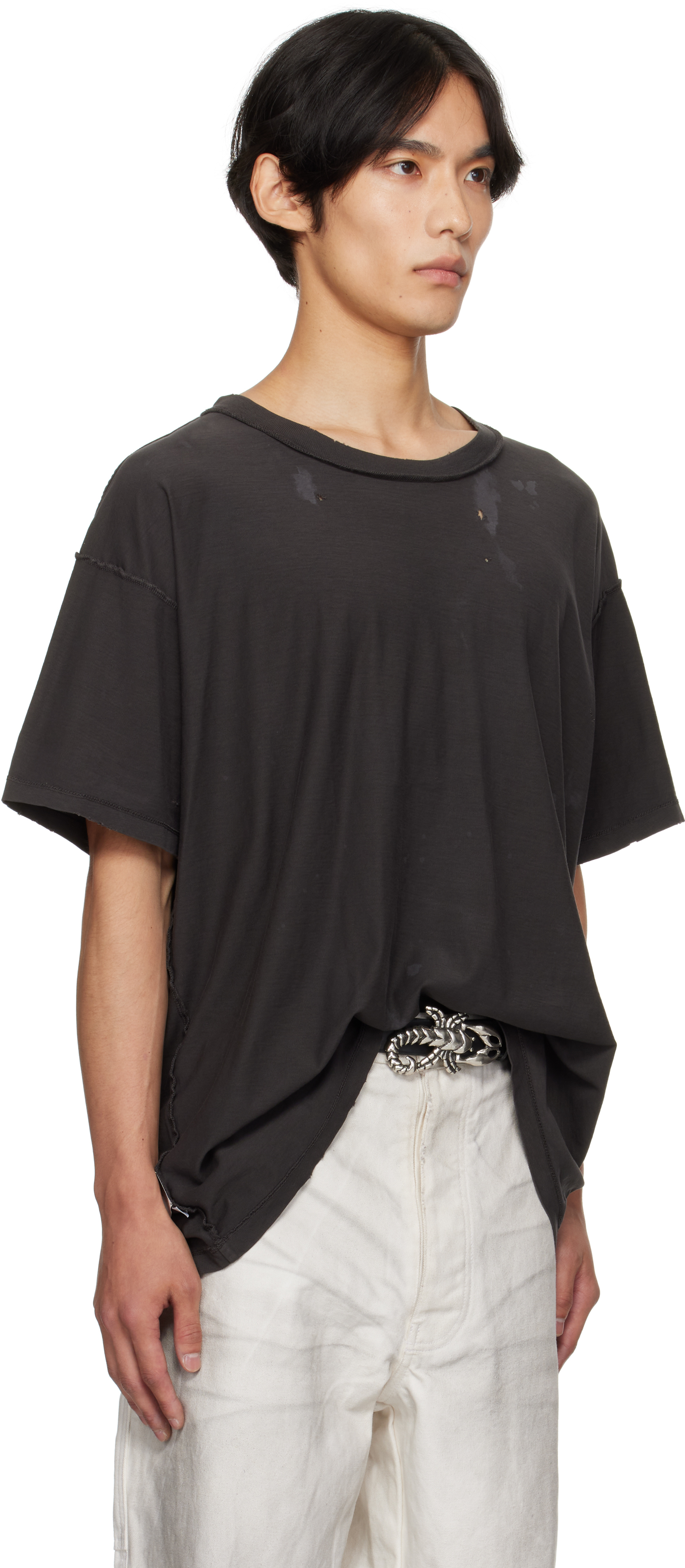 Alexander Digenova Gray Bleach T-shirt In Gray