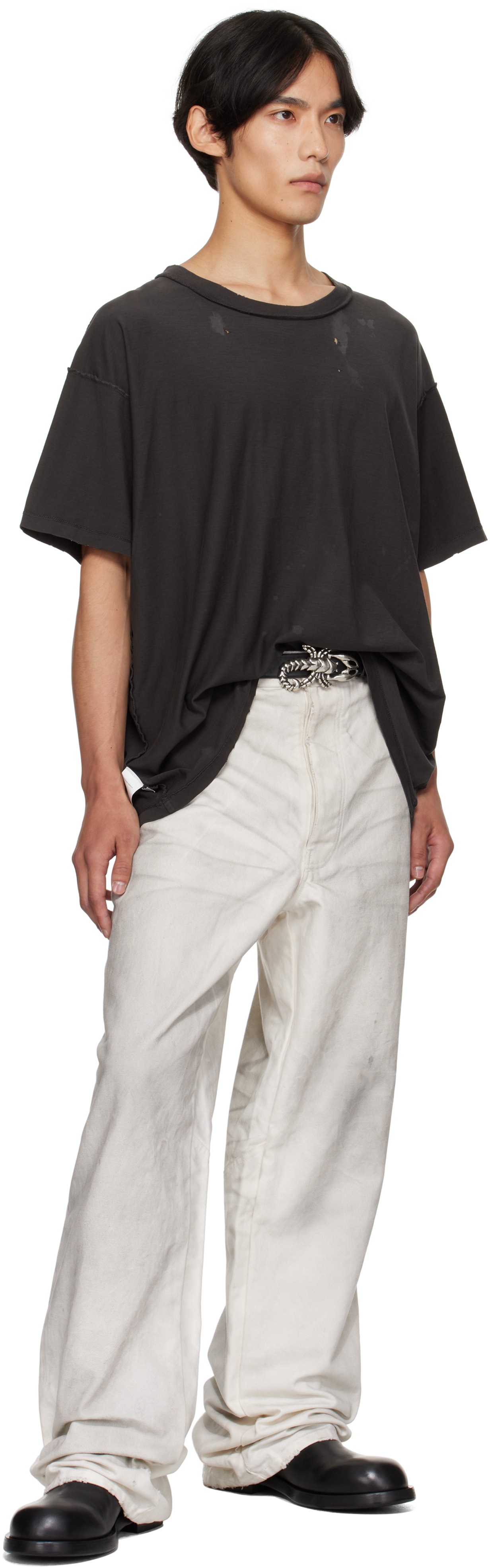 Alexander Digenova Gray Bleach T-shirt In Gray