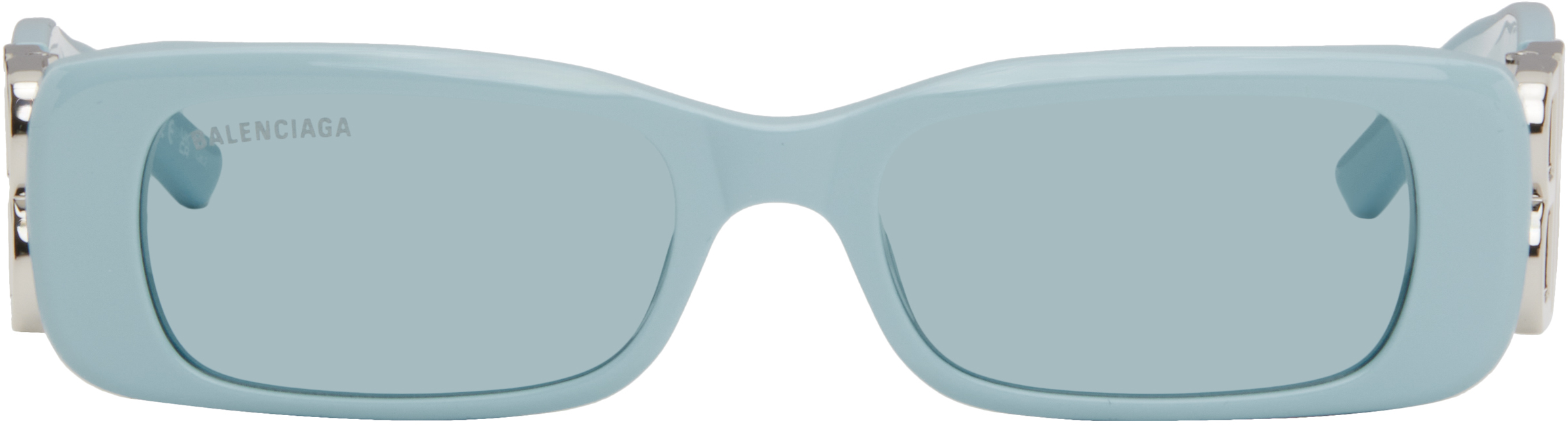 Balenciaga: Blue Dynasty Rectangle Sunglasses | SSENSE