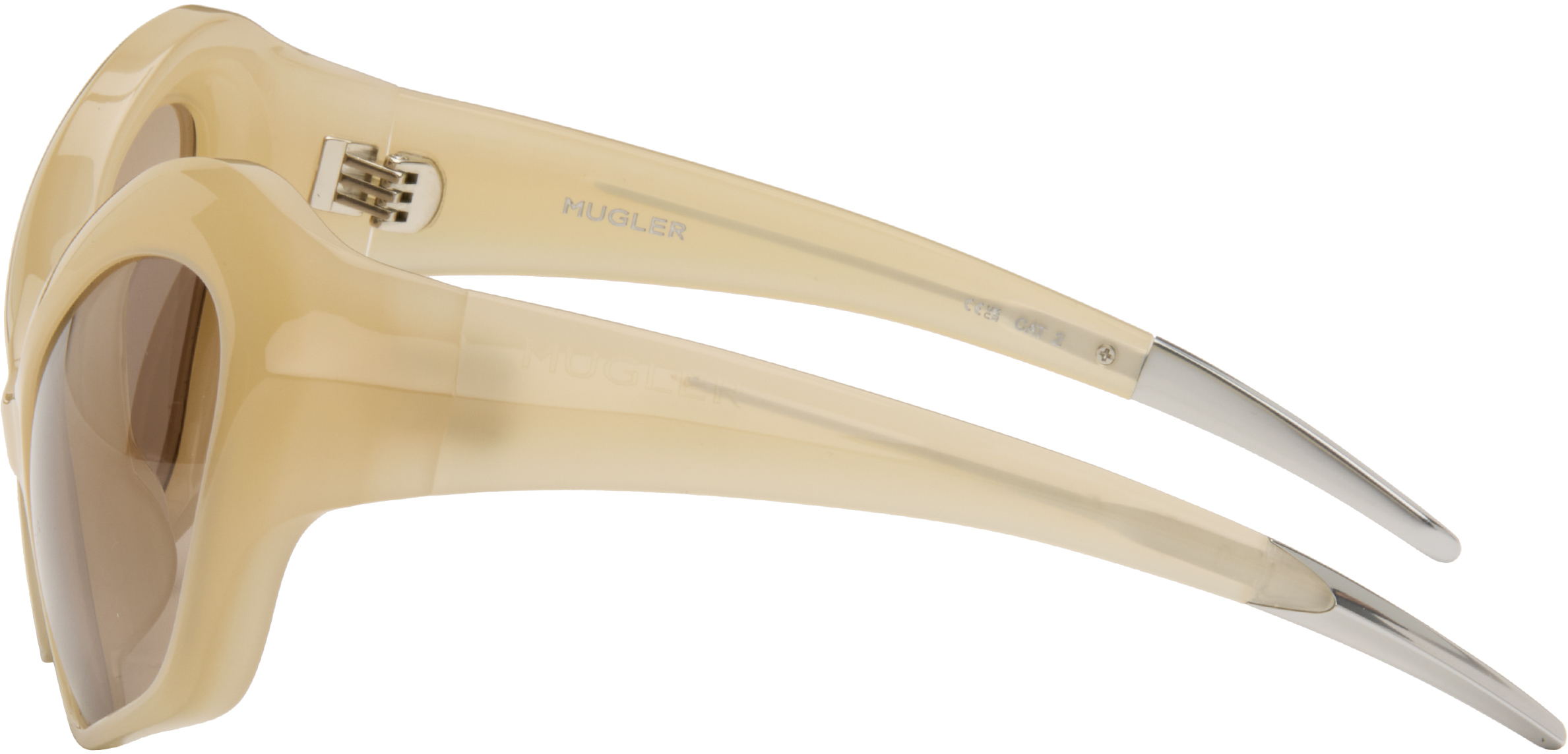 Mugler Beige Cat Eye Sunglasses In Brown