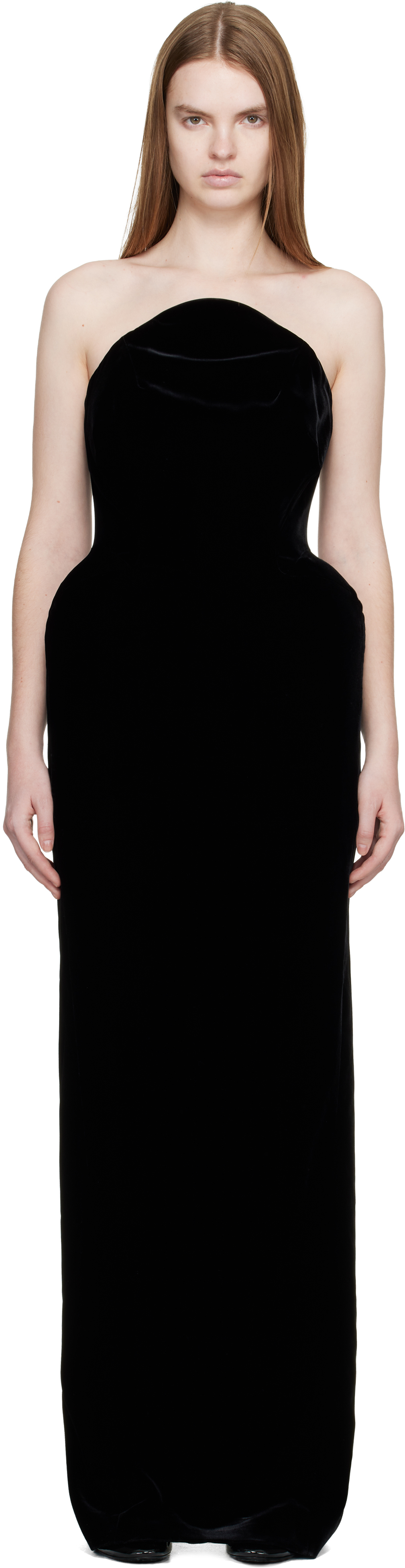 Mugler Black Lounge Velvet Maxi Dress