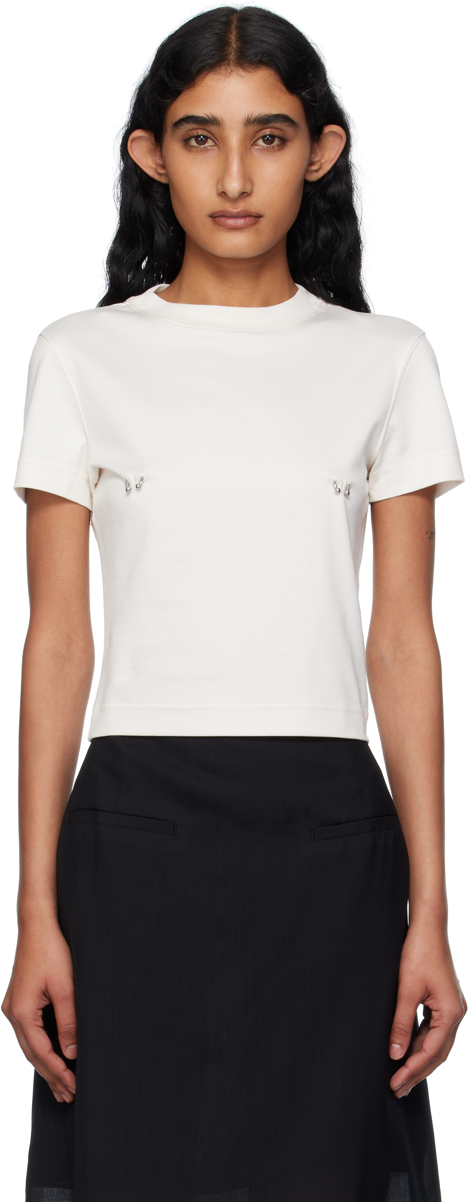 Tシャツ・カットソー MUGLER Woman T-Shirt White 24P3TS0099D284 1016 mugler-white-ottoman-long-