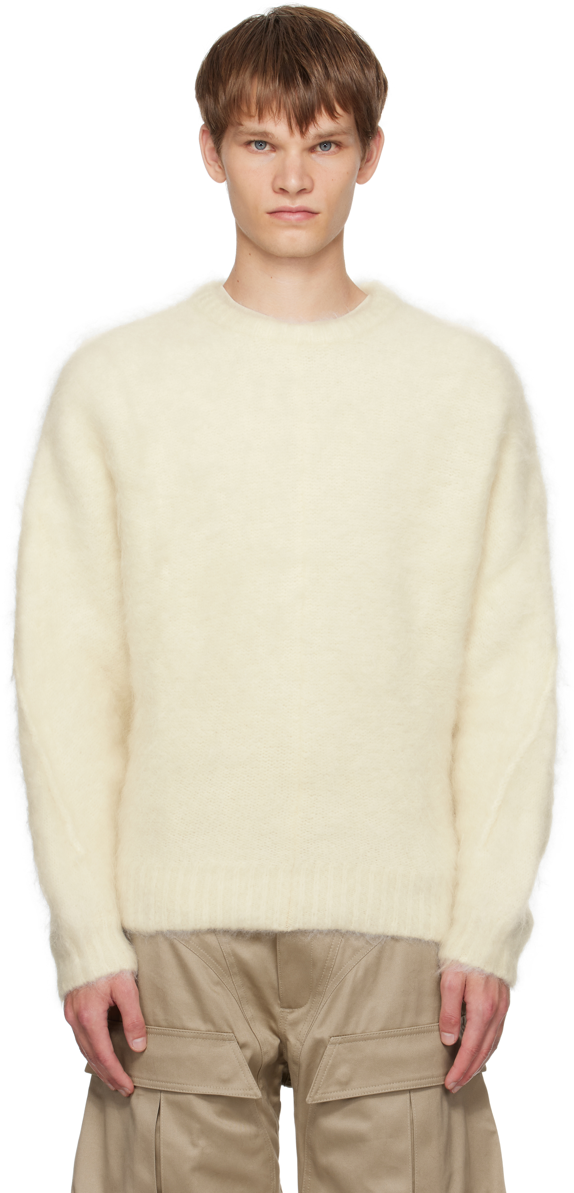 Mugler Off-white Mohair Sweater In Neutral