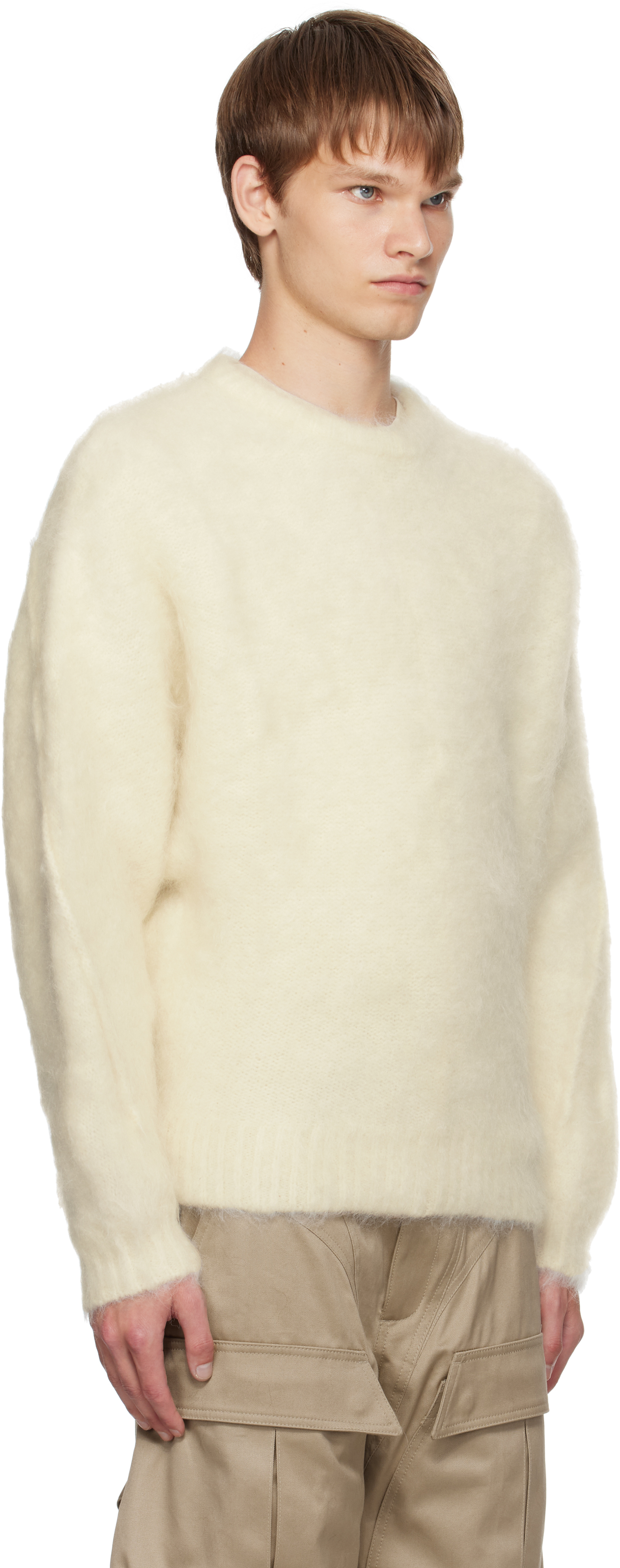 Mugler Off-white Mohair Sweater In Neutral