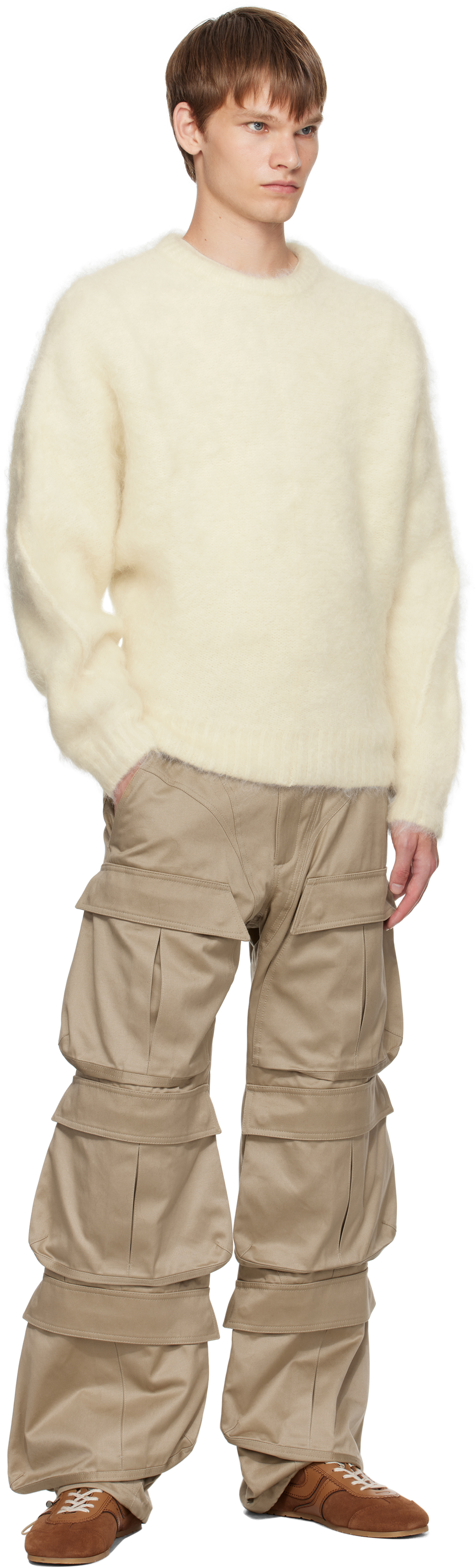 Mugler Off-white Mohair Sweater In Neutral
