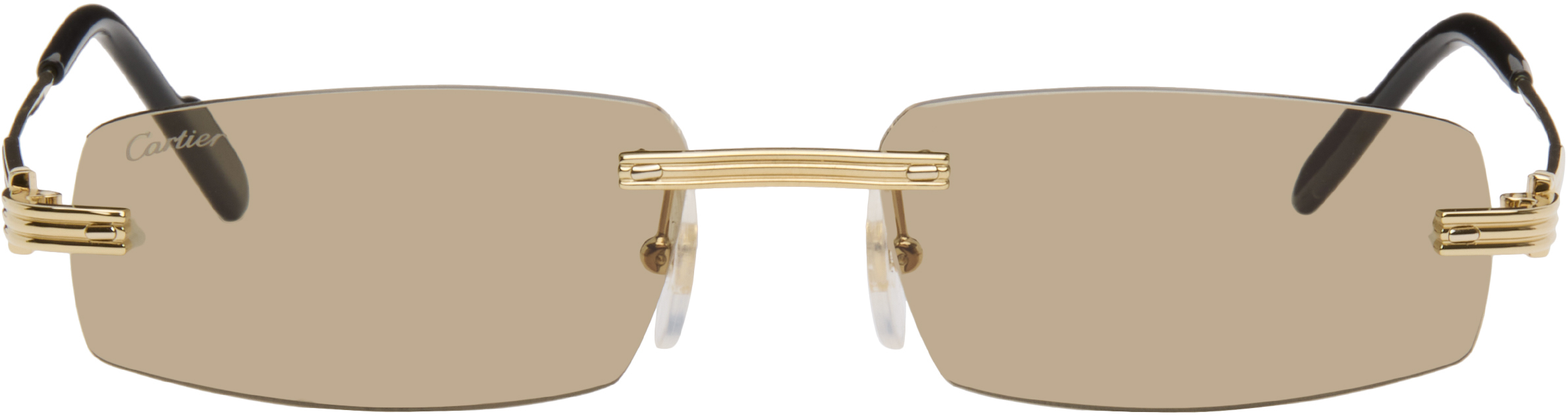 Cartier Gold Première De  Rectangular Rimless Sunglasses In Gold