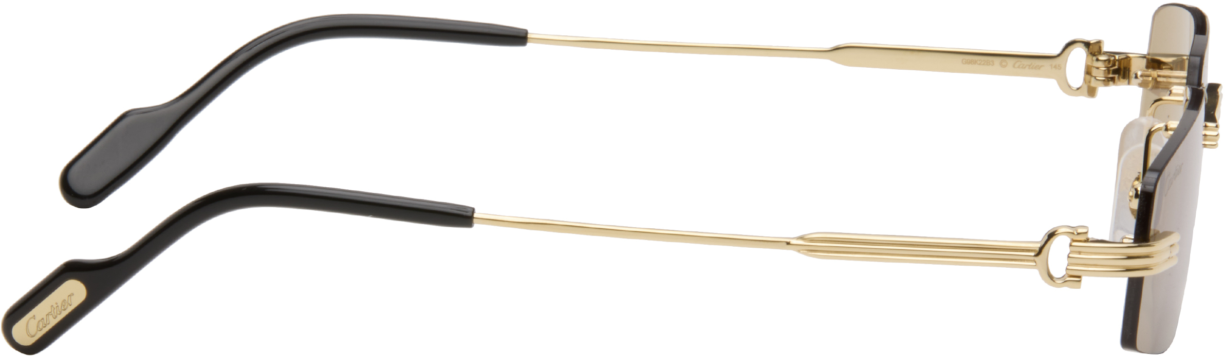 Cartier Gold Première De  Rectangular Rimless Sunglasses In Gold