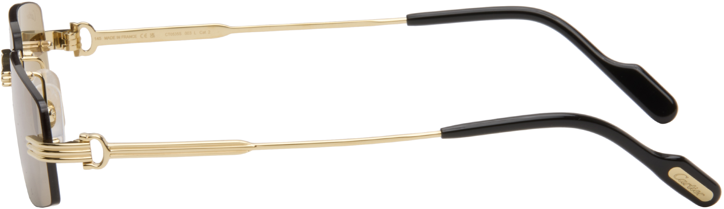 Cartier Gold Première De  Rectangular Rimless Sunglasses In Gold