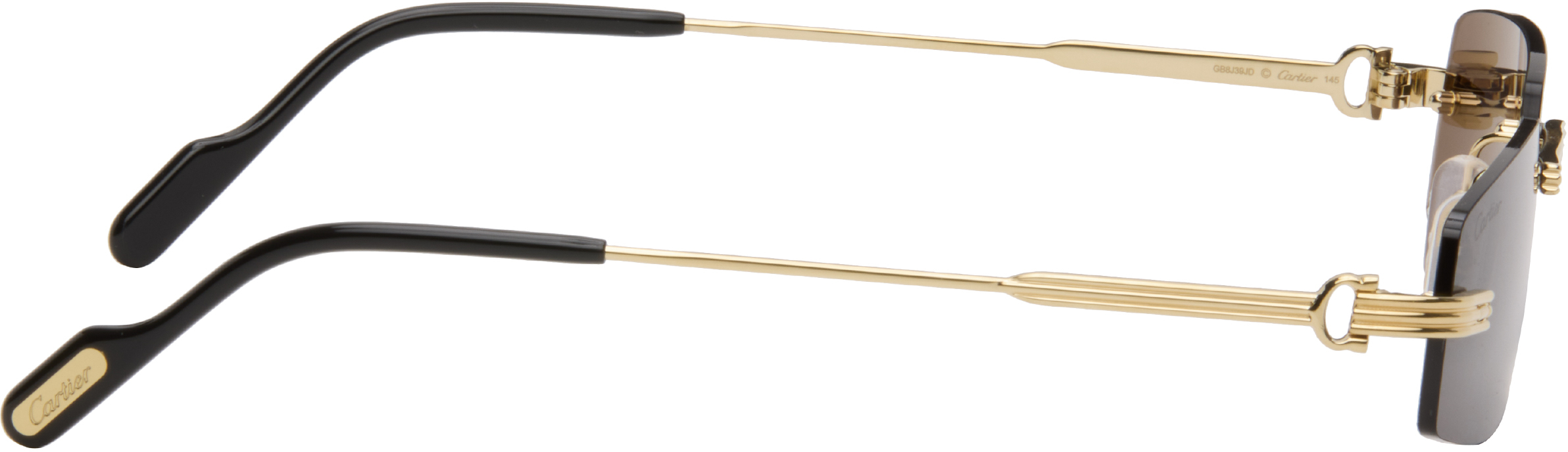 Cartier Gold Première De  Rectangular Rimless Sunglasses In Brown