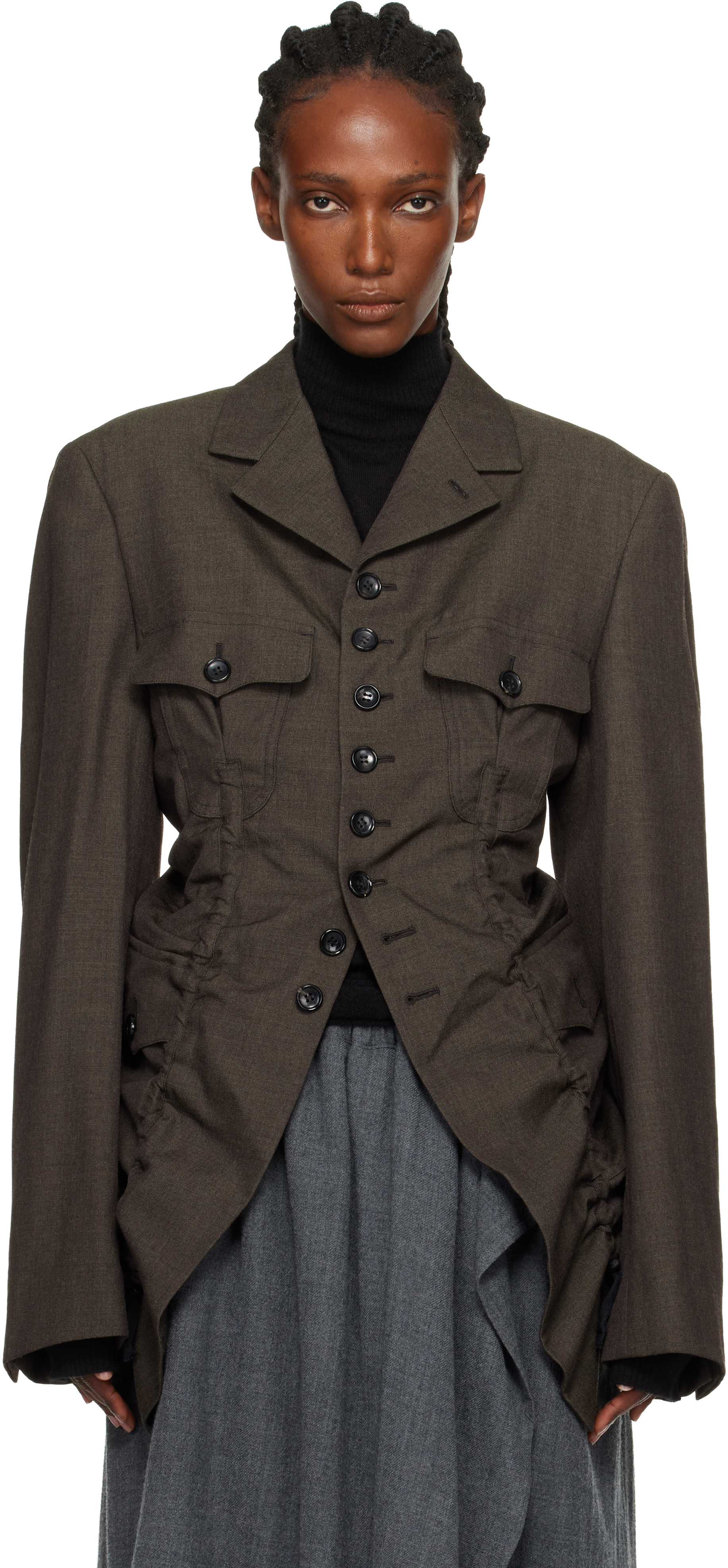 Comme Des Garçons Homme Deux Khaki Wool Top Gabardine Medium Blazer