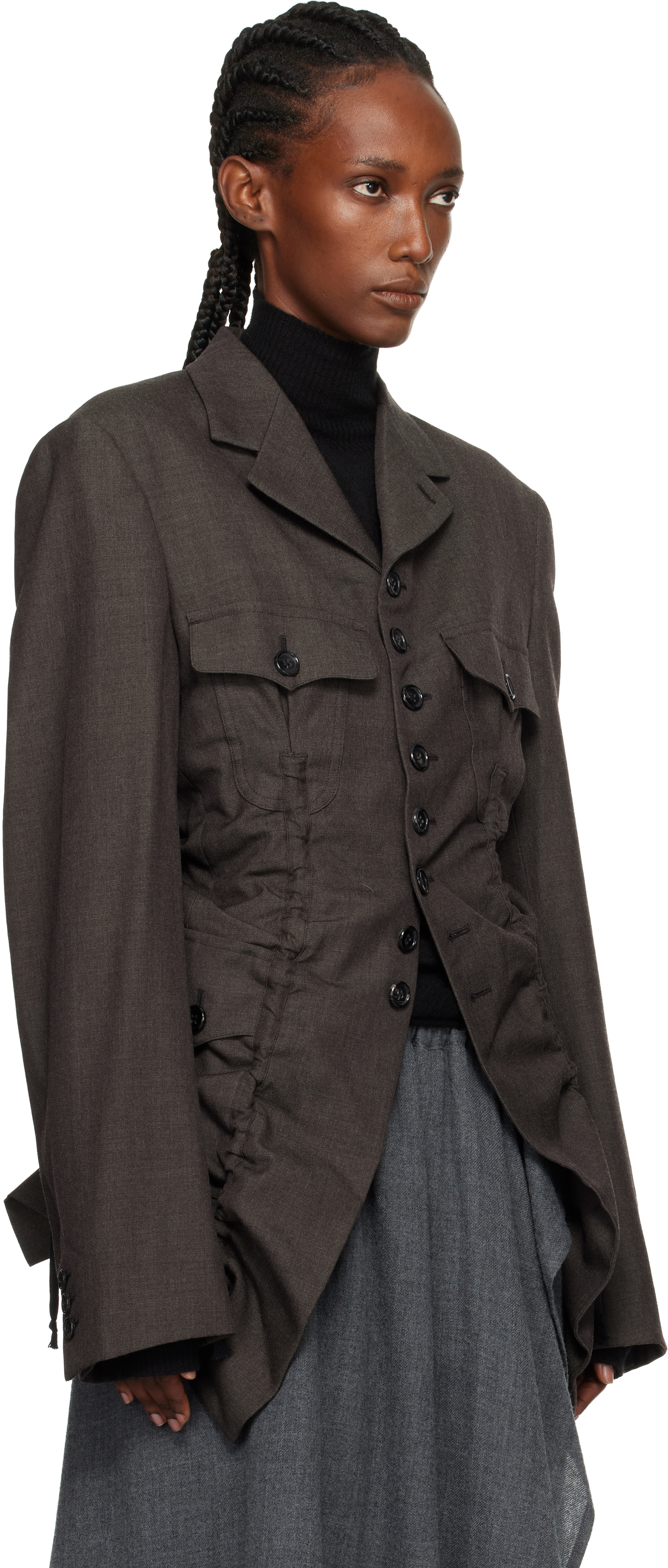 Comme Des Garçons Homme Deux Khaki Wool Top Gabardine Medium Blazer