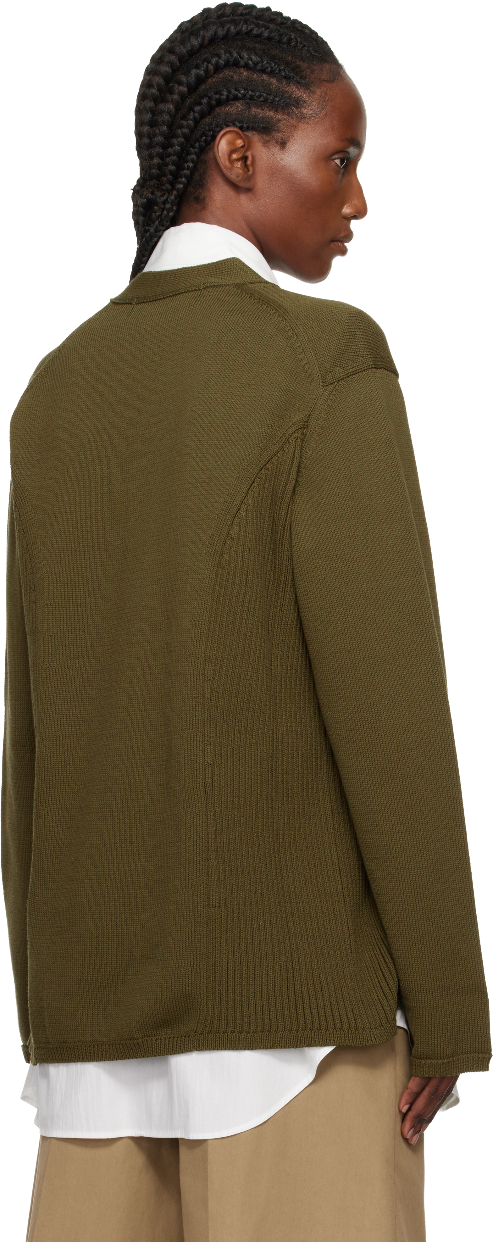 Comme Des Garçons Homme Deux Khaki Cotton Jersey Cardigan In Green