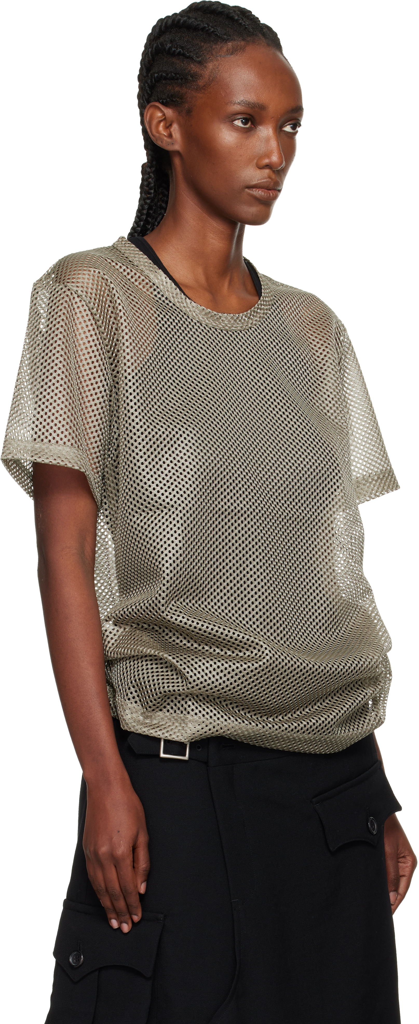 Comme Des Garçons Homme Deux Gray Mesh T-shirt In Gray