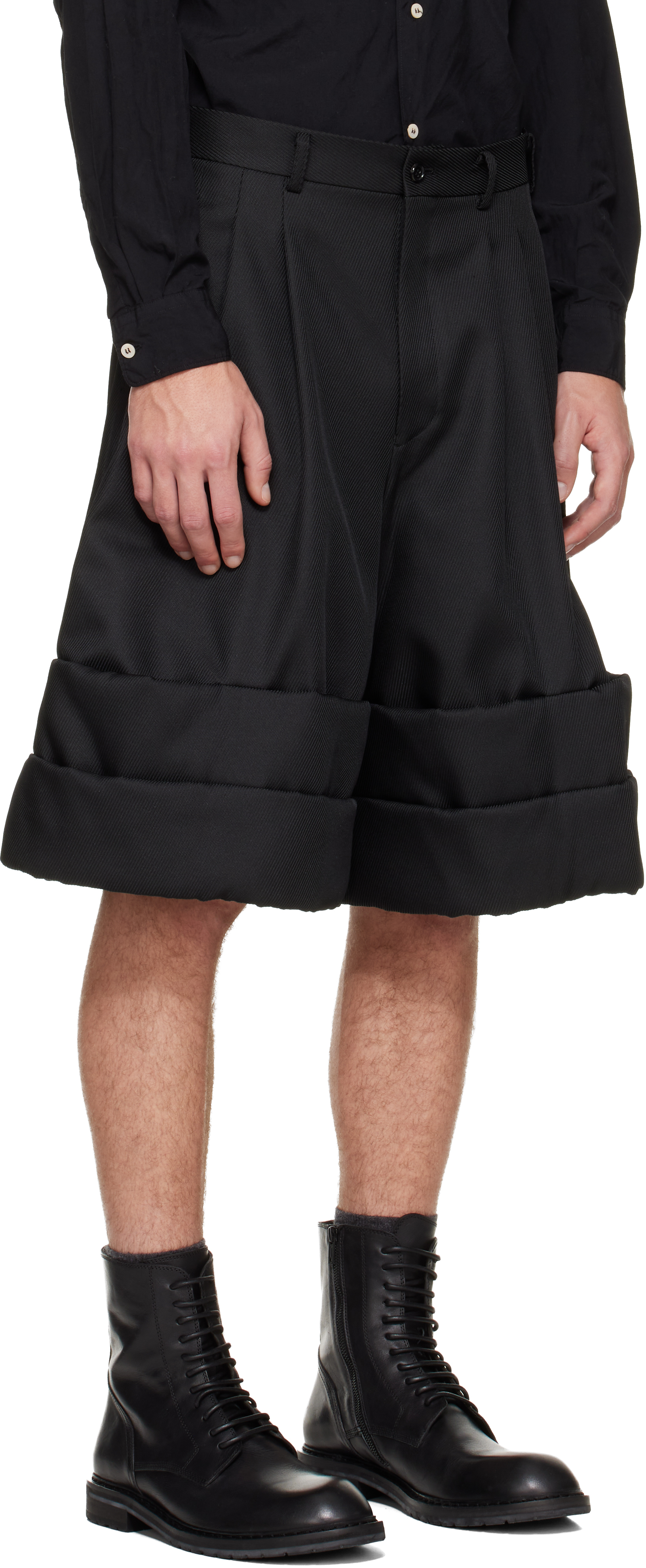 Comme Des Garçons Homme Deux Black Polyester Kersey Shorts In Black