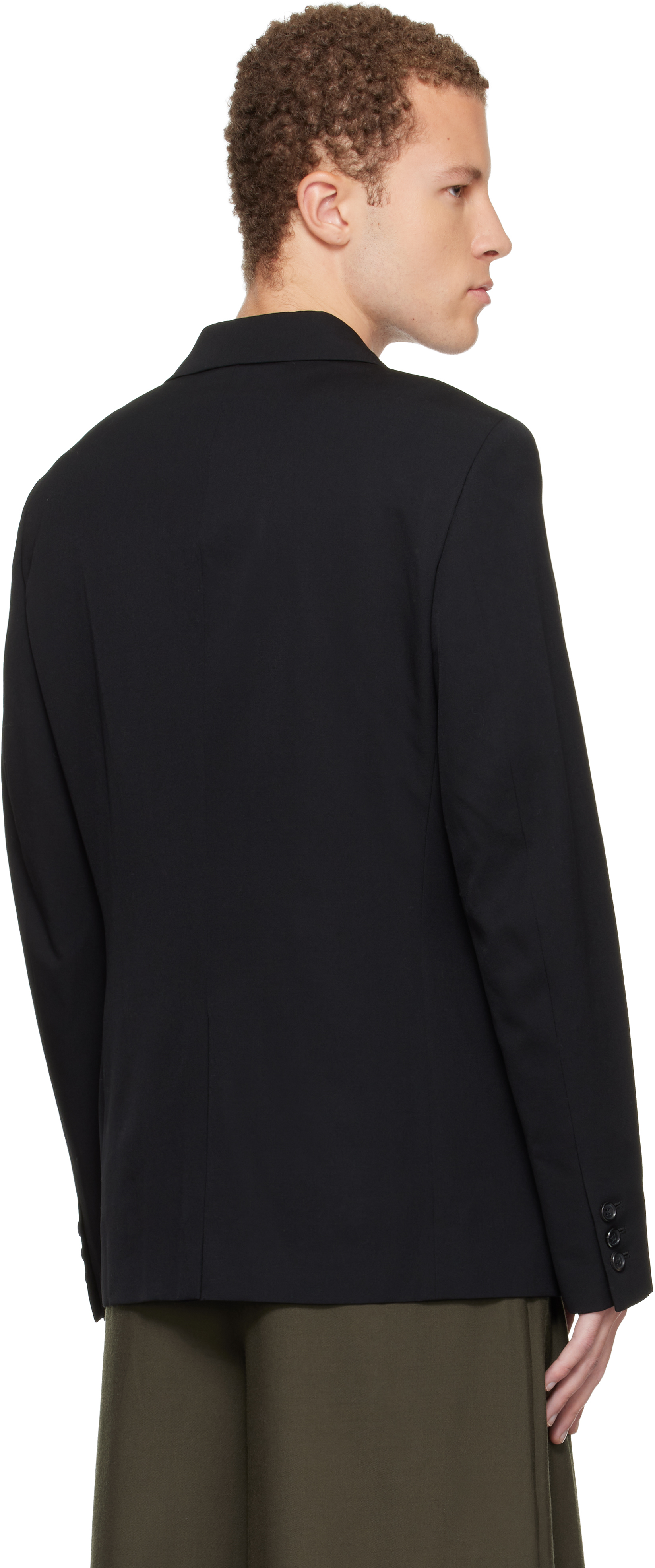 Comme Des Garçons Homme Deux Black Wool Gabardine Blazer In Black