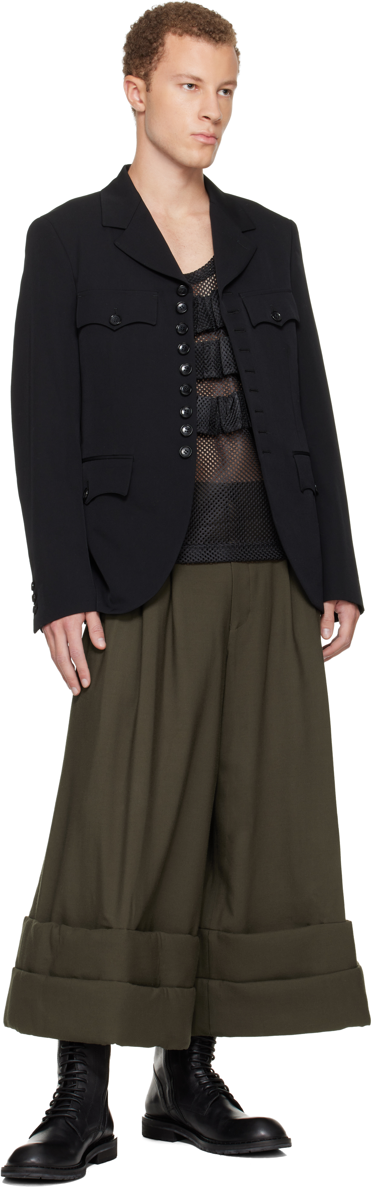 Comme Des Garçons Homme Deux Black Wool Gabardine Blazer In Black