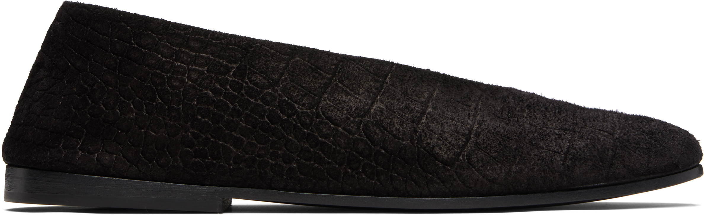 Marsèll Scivolo Embossed Suede Ballerina Flats In Black