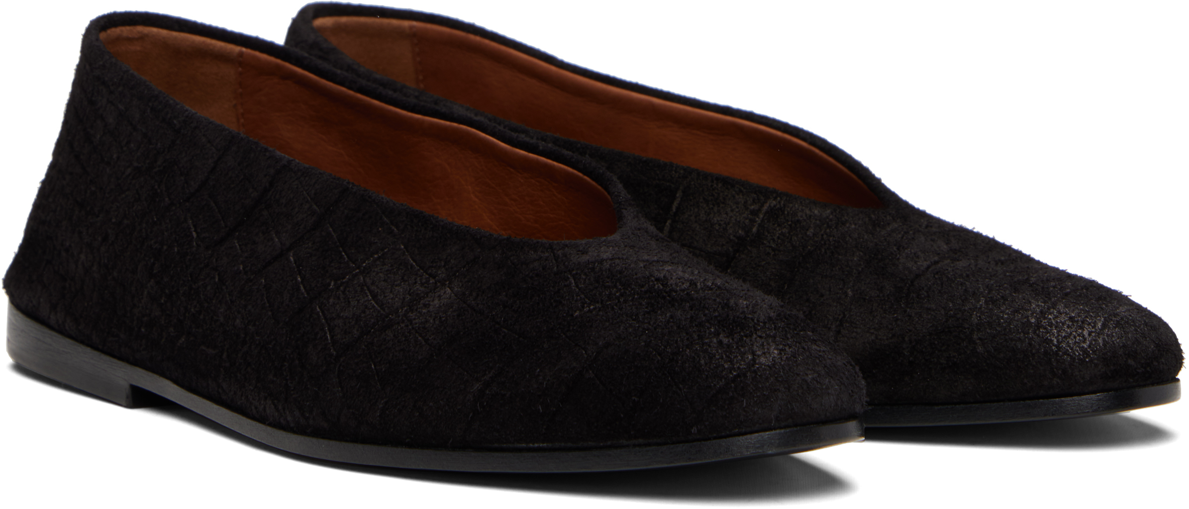 Marsèll Scivolo Embossed Suede Ballerina Flats In Black