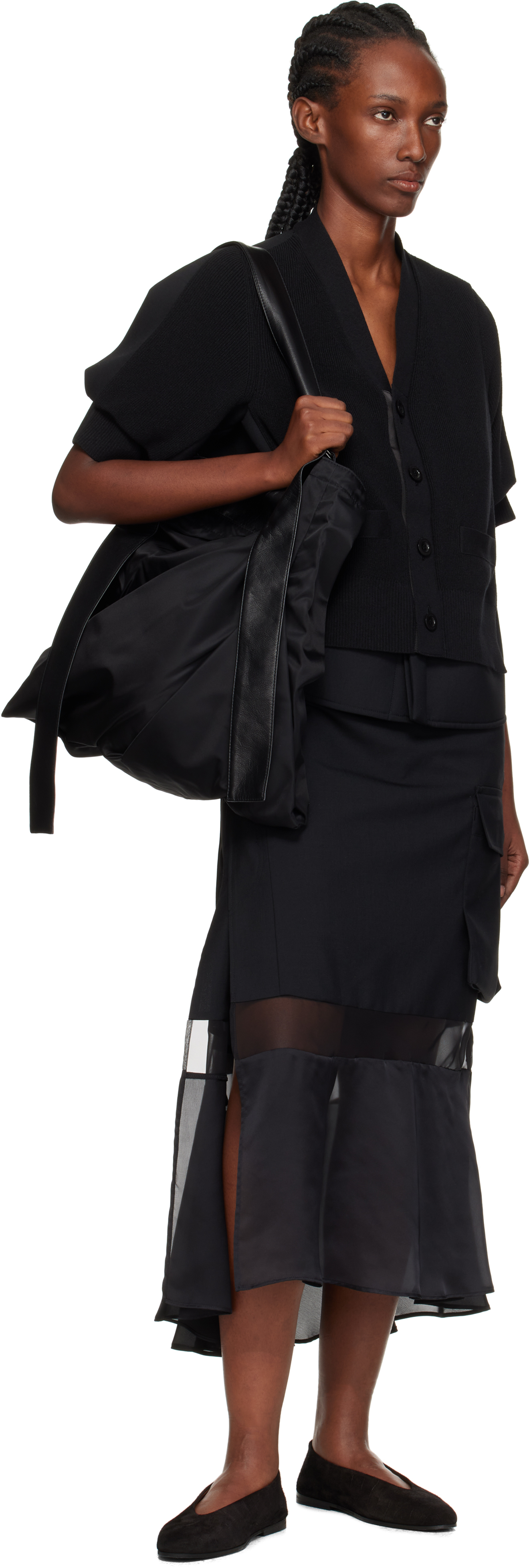 Marsèll Scivolo Embossed Suede Ballerina Flats In Black