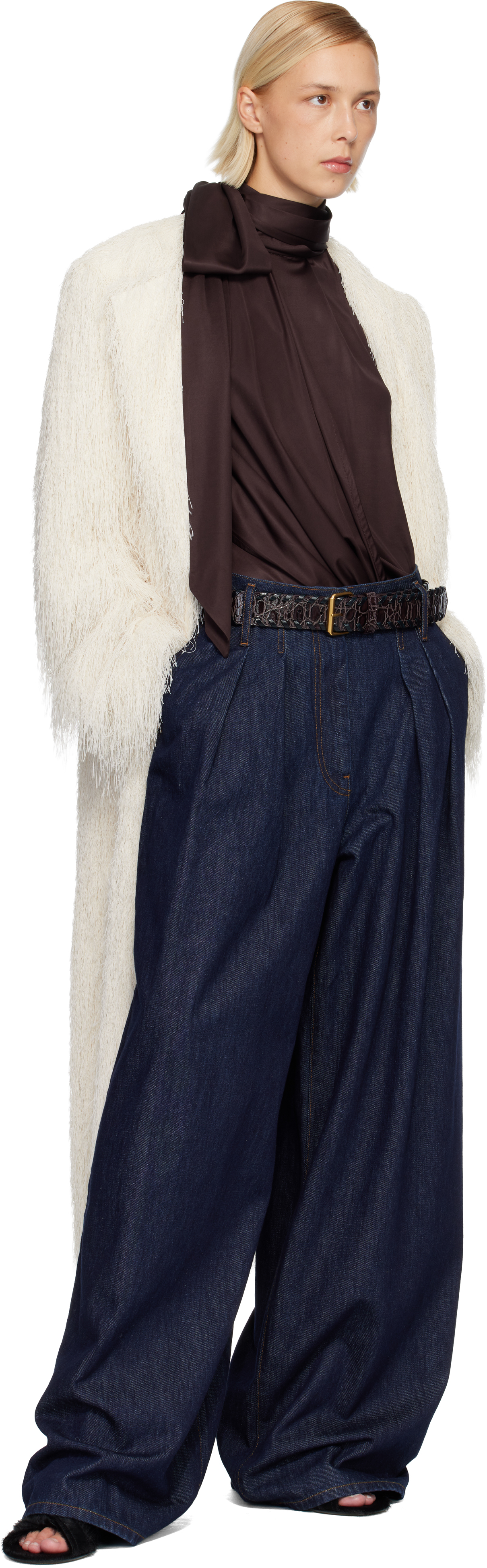 Dries Van Noten Brown Braided Leather Belt In Brown