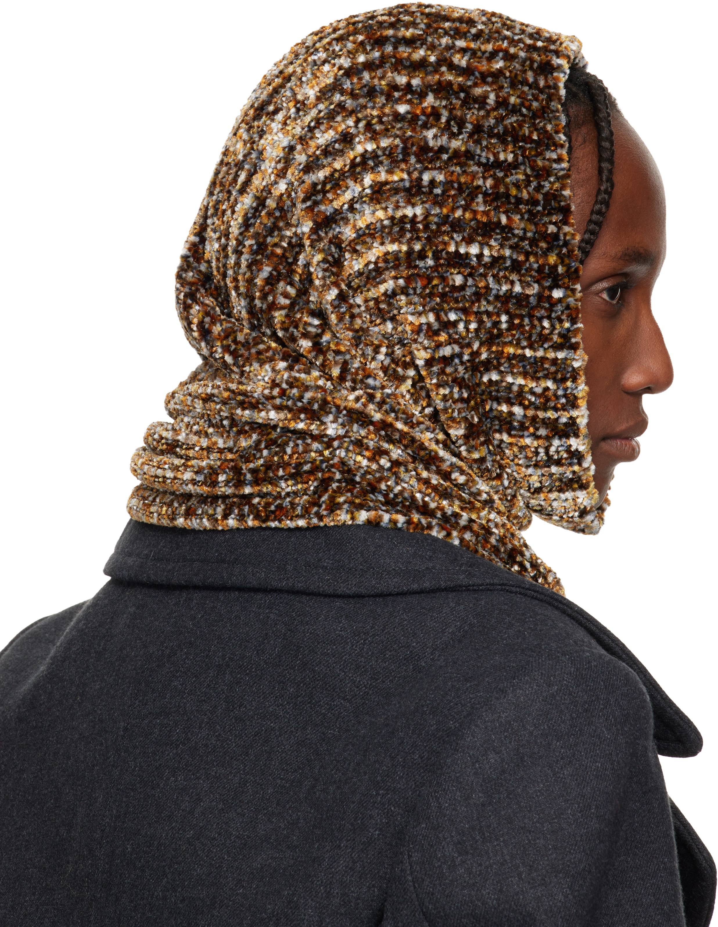 Dries Van Noten Brown Hooded Scarf