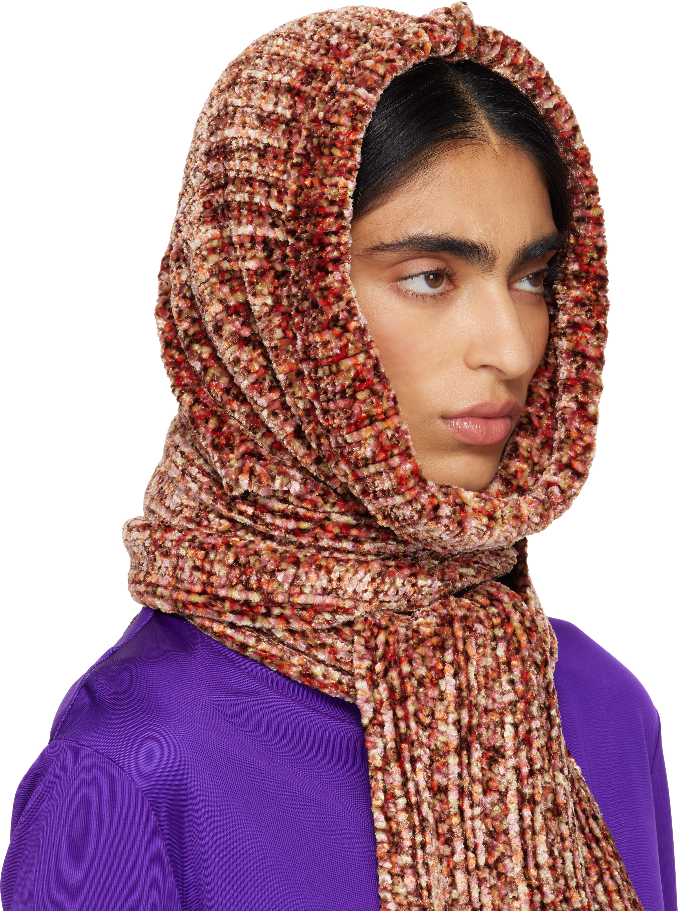 Dries Van Noten Pink Hooded Scarf In Brown