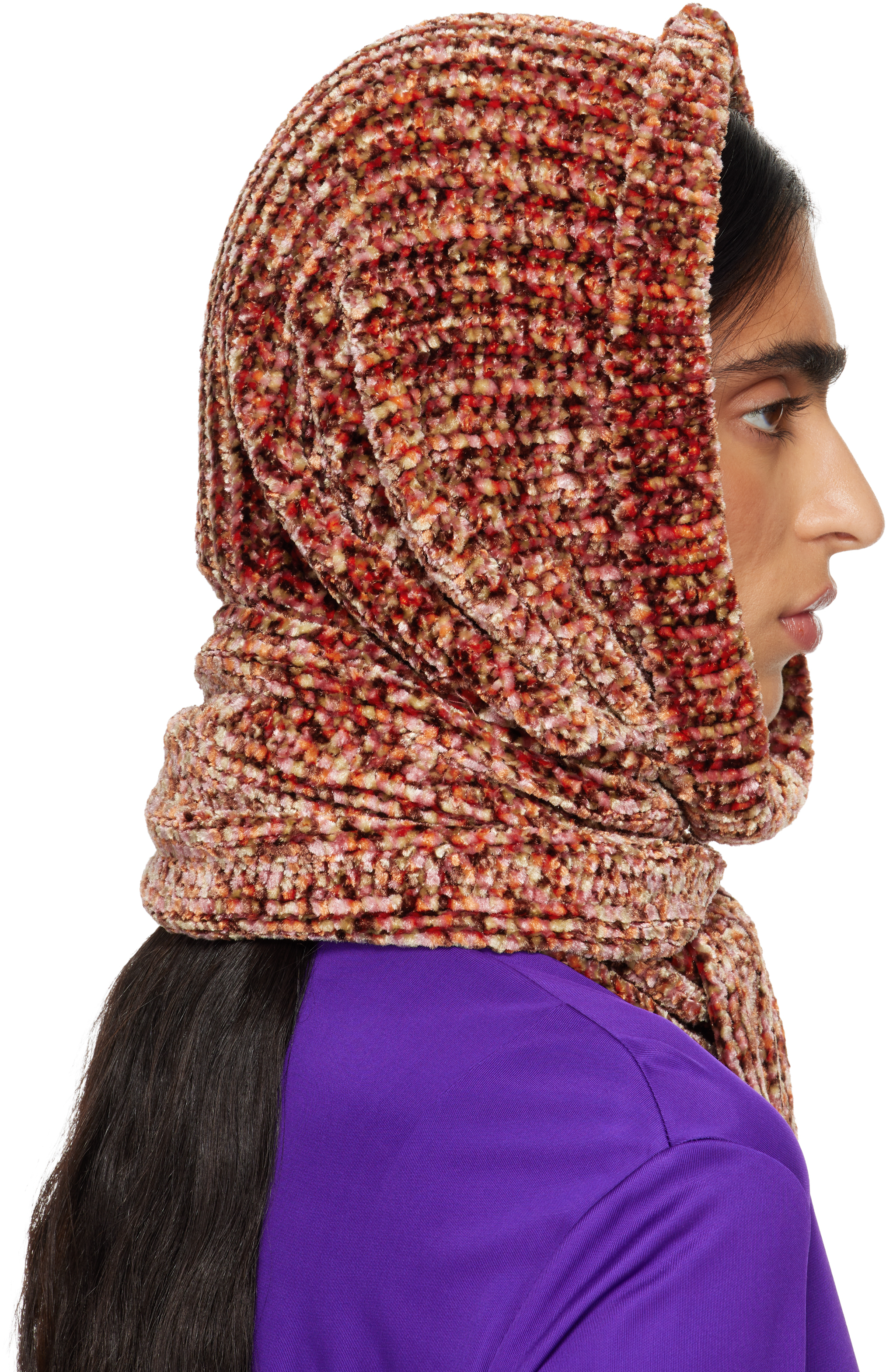 Dries Van Noten Pink Hooded Scarf In Brown