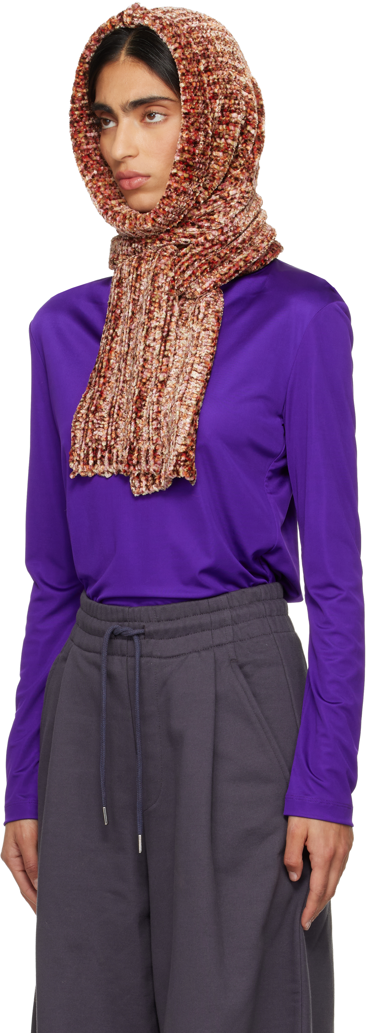 Dries Van Noten Pink Hooded Scarf In Brown