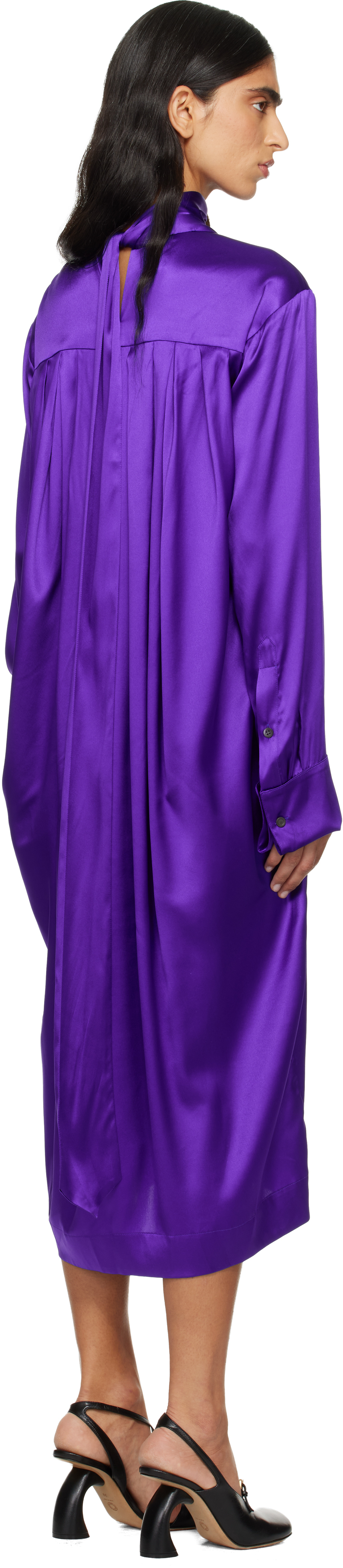 Dries Van Noten Purple Silk Midi Dress In Purple