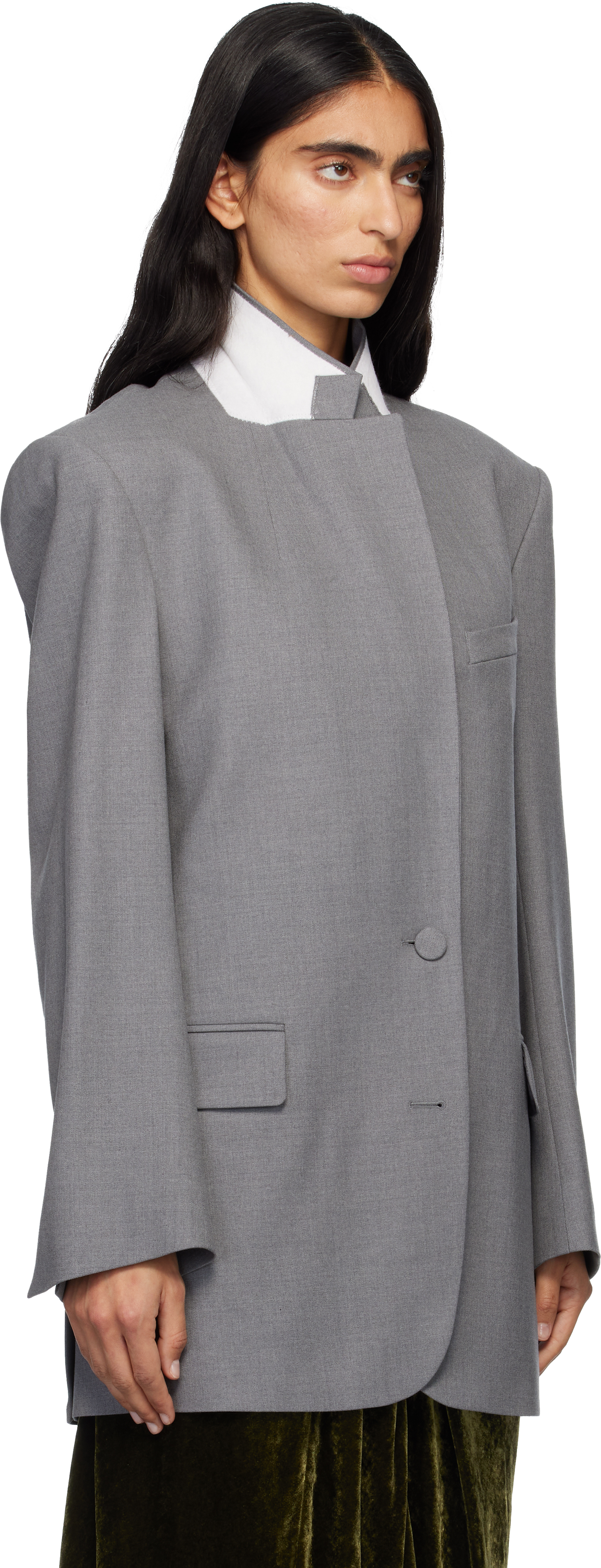 Dries Van Noten Gray Wool Blazer In Gray