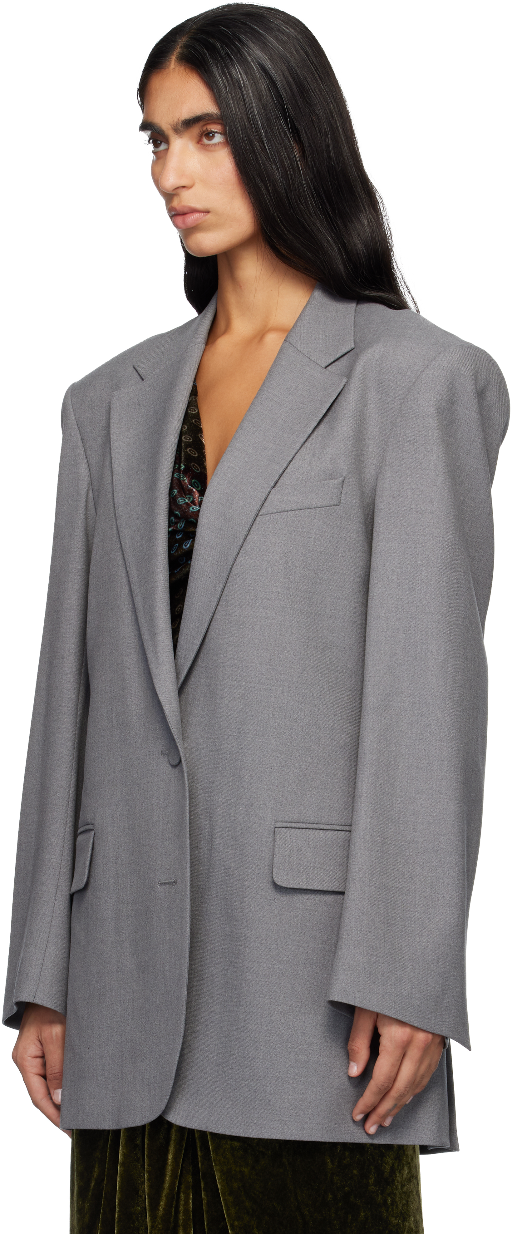 Dries Van Noten Gray Wool Blazer In Gray