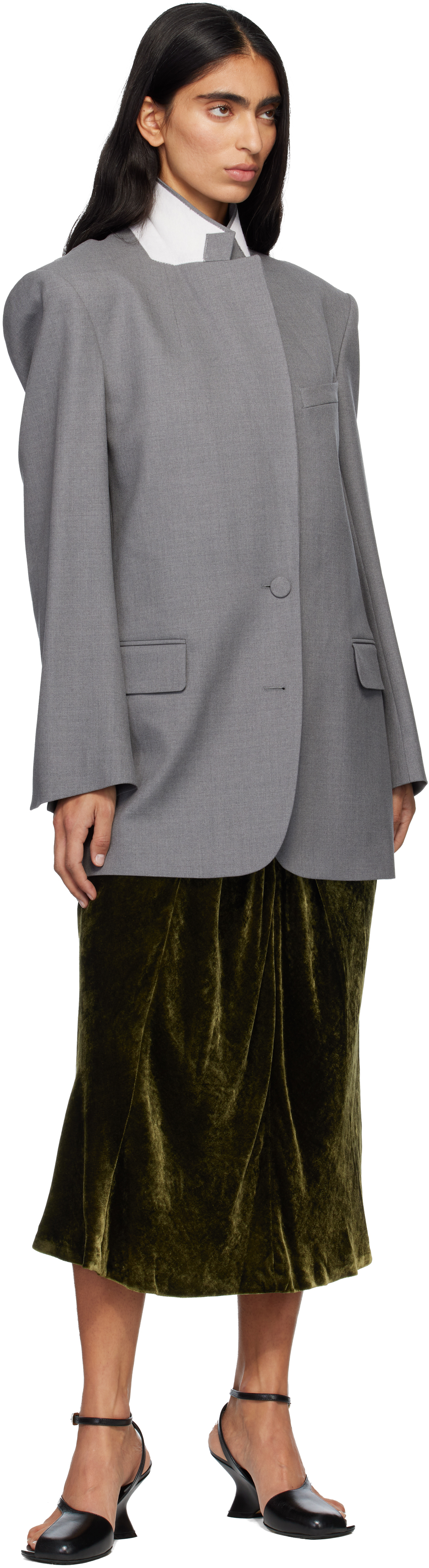 Dries Van Noten Gray Wool Blazer In Gray