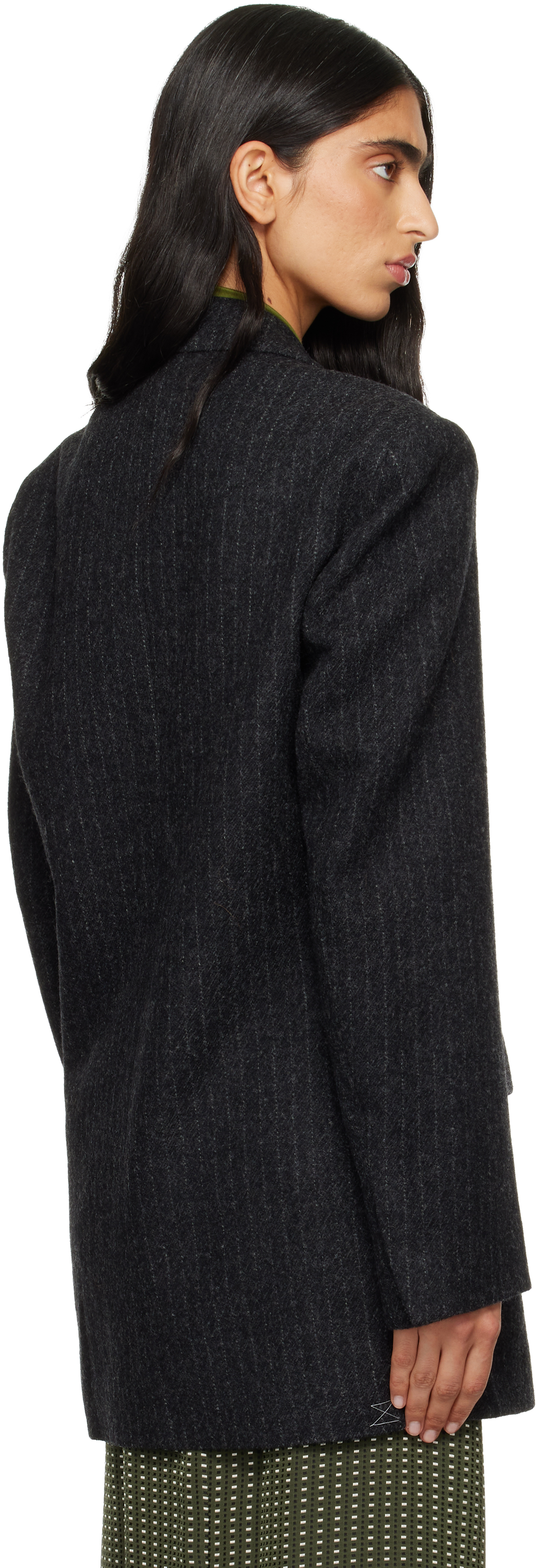 Dries Van Noten Gray Wool Melton Blazer In Black