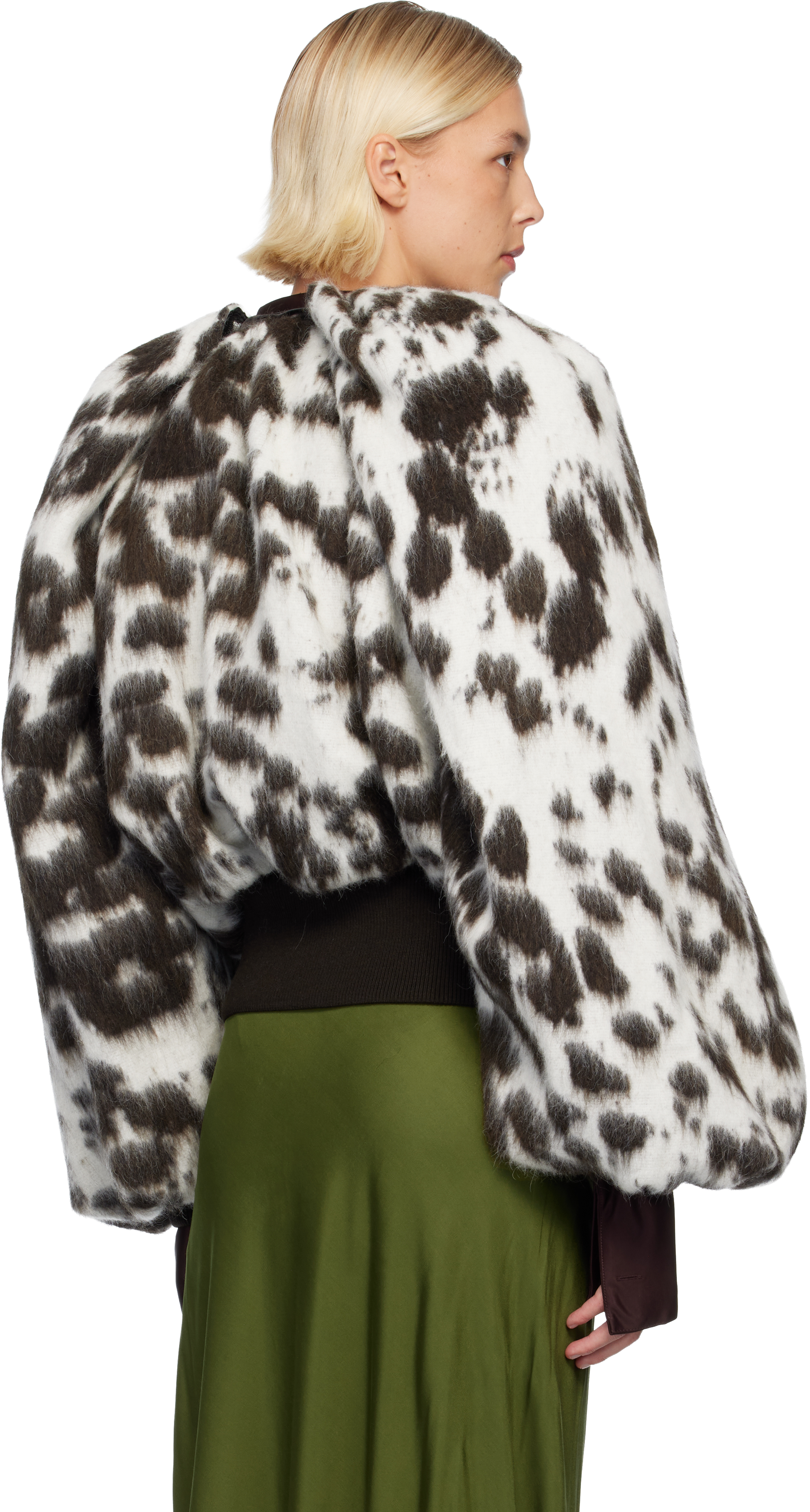 Dries Van Noten Off-white & Brown Brushed Bomber Jacket