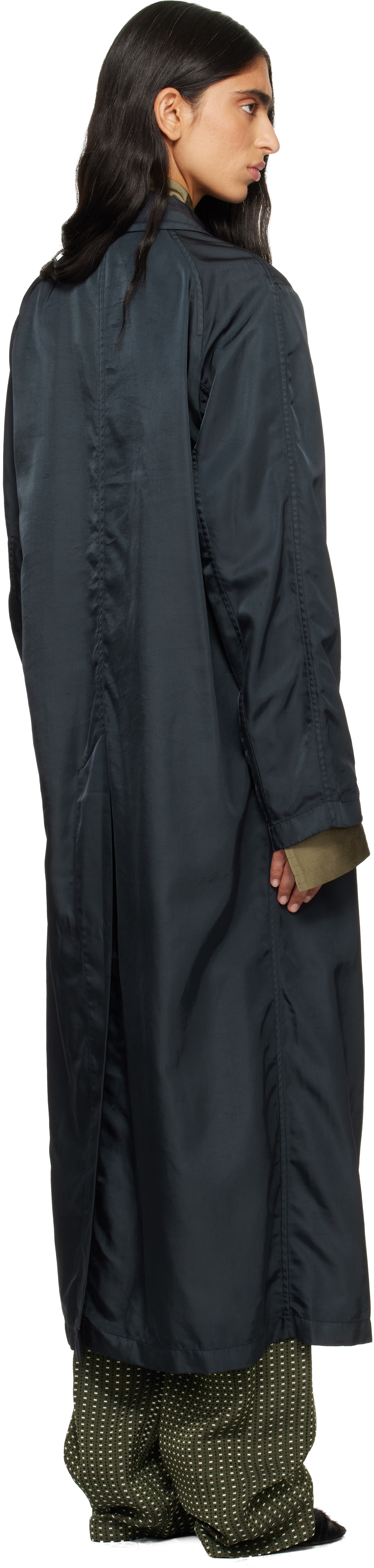 Dries Van Noten Green Overdyed Coat In Blue