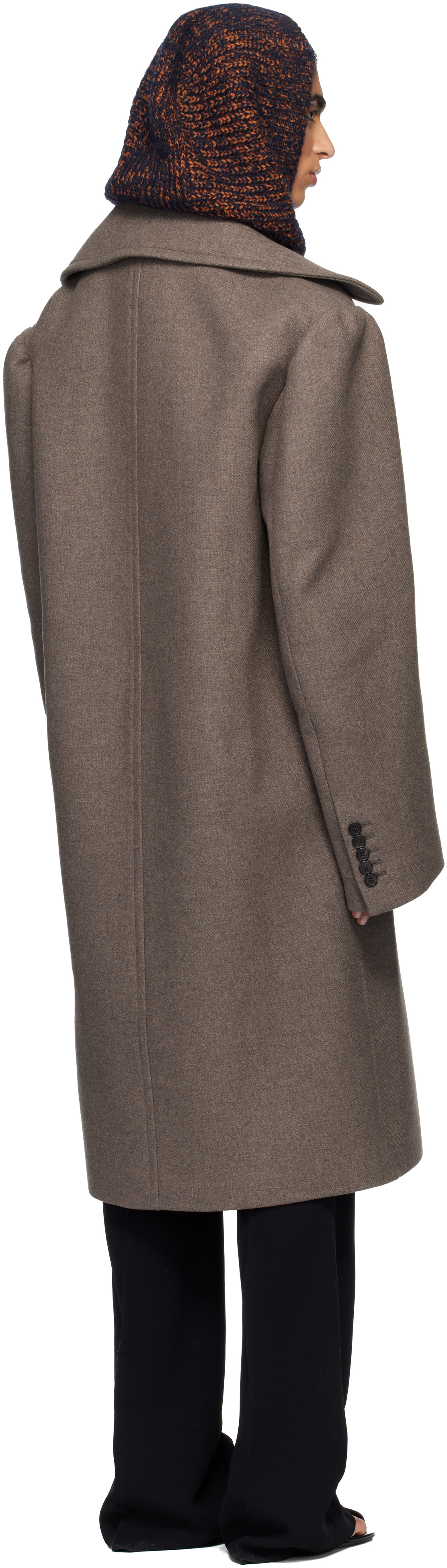 Dries Van Noten Taupe Double-breasted Coat