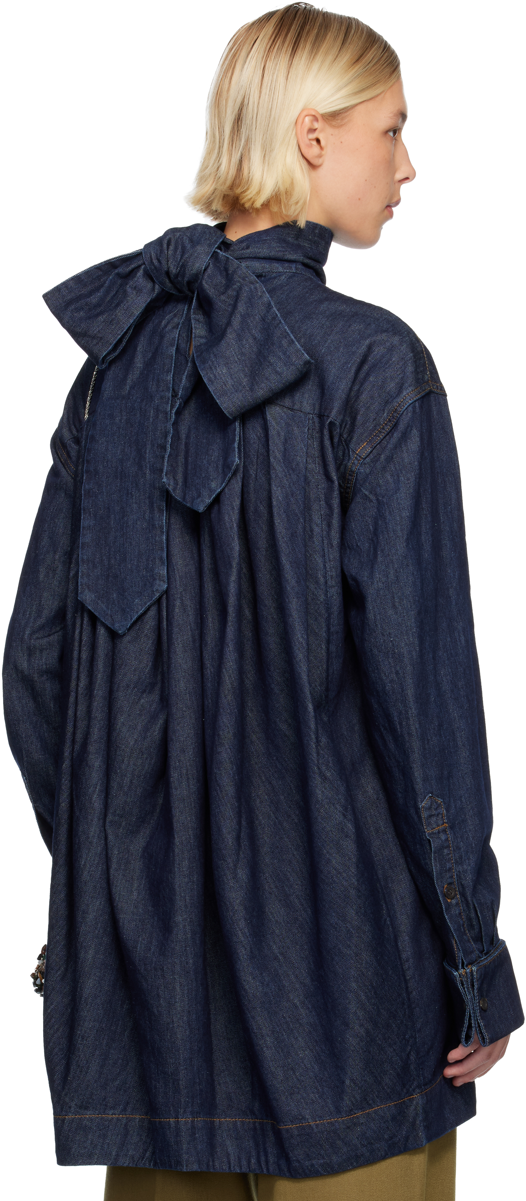 Dries Van Noten Navy Loose-fit Denim Shirt In Blue